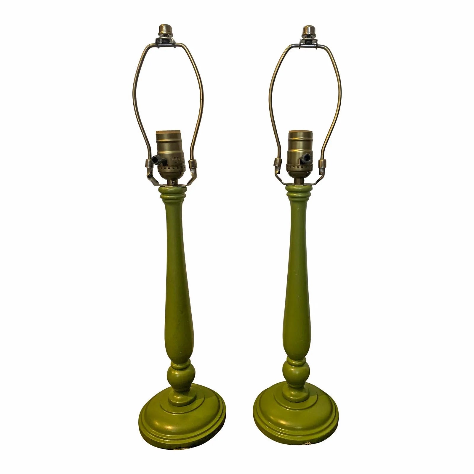 Pair of Green Candlestick Table Lamps