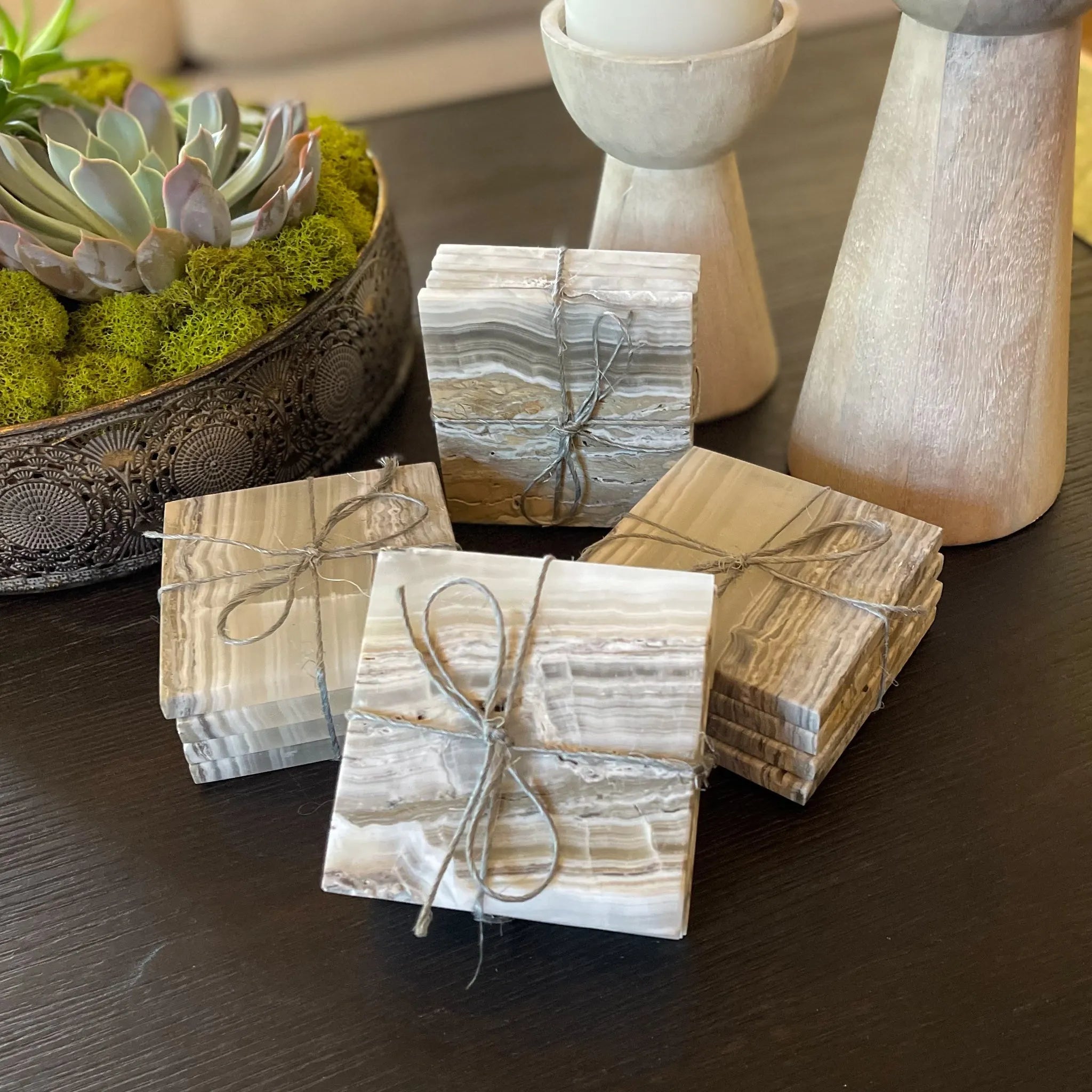 Grey Onyx Coaster Set