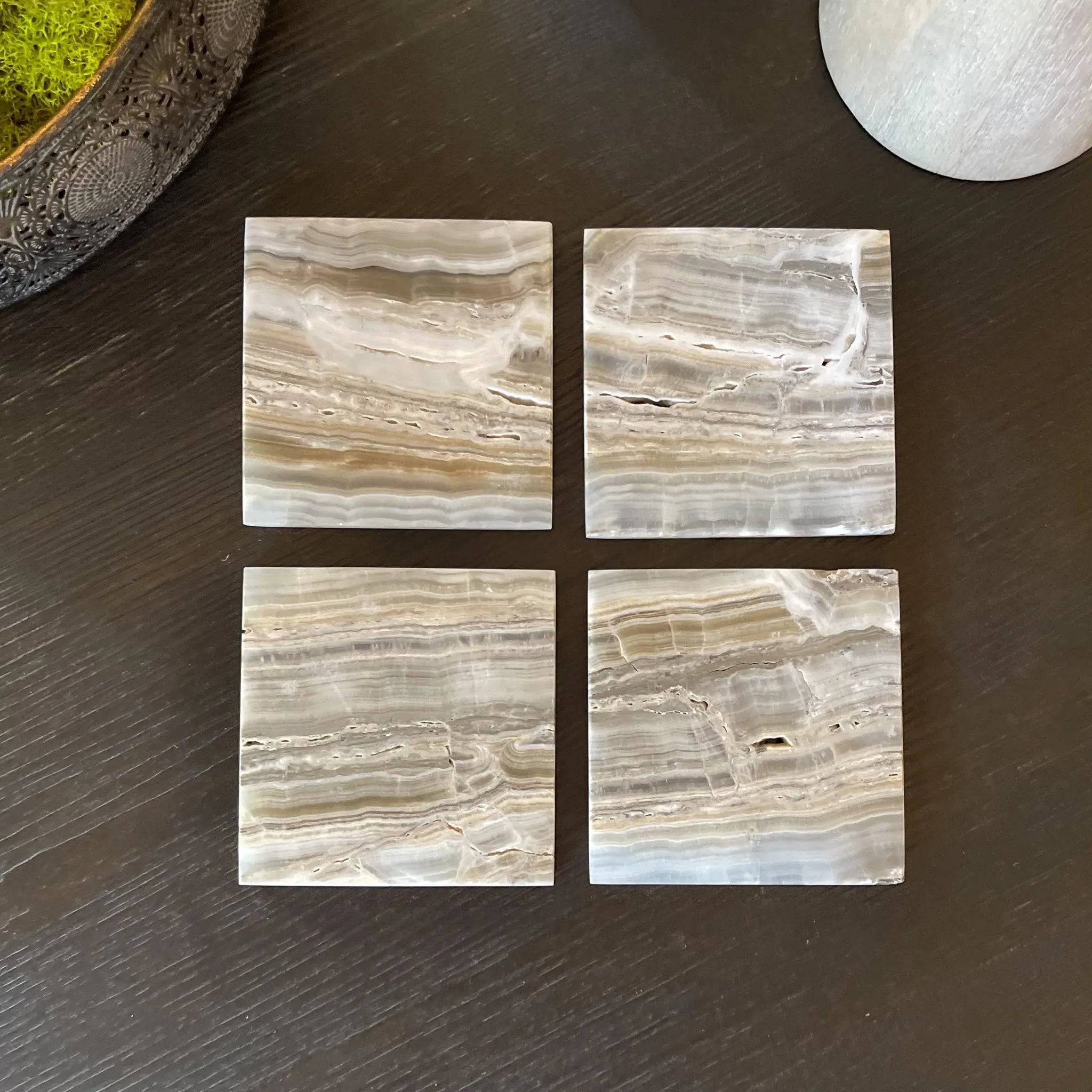 Grey Onyx Coaster Set