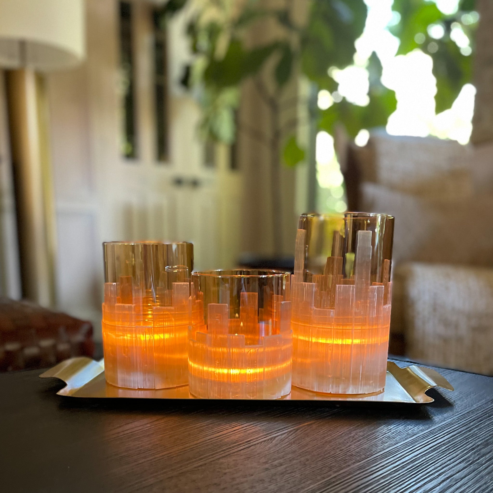 Hana Glass Crystal Candle Holders