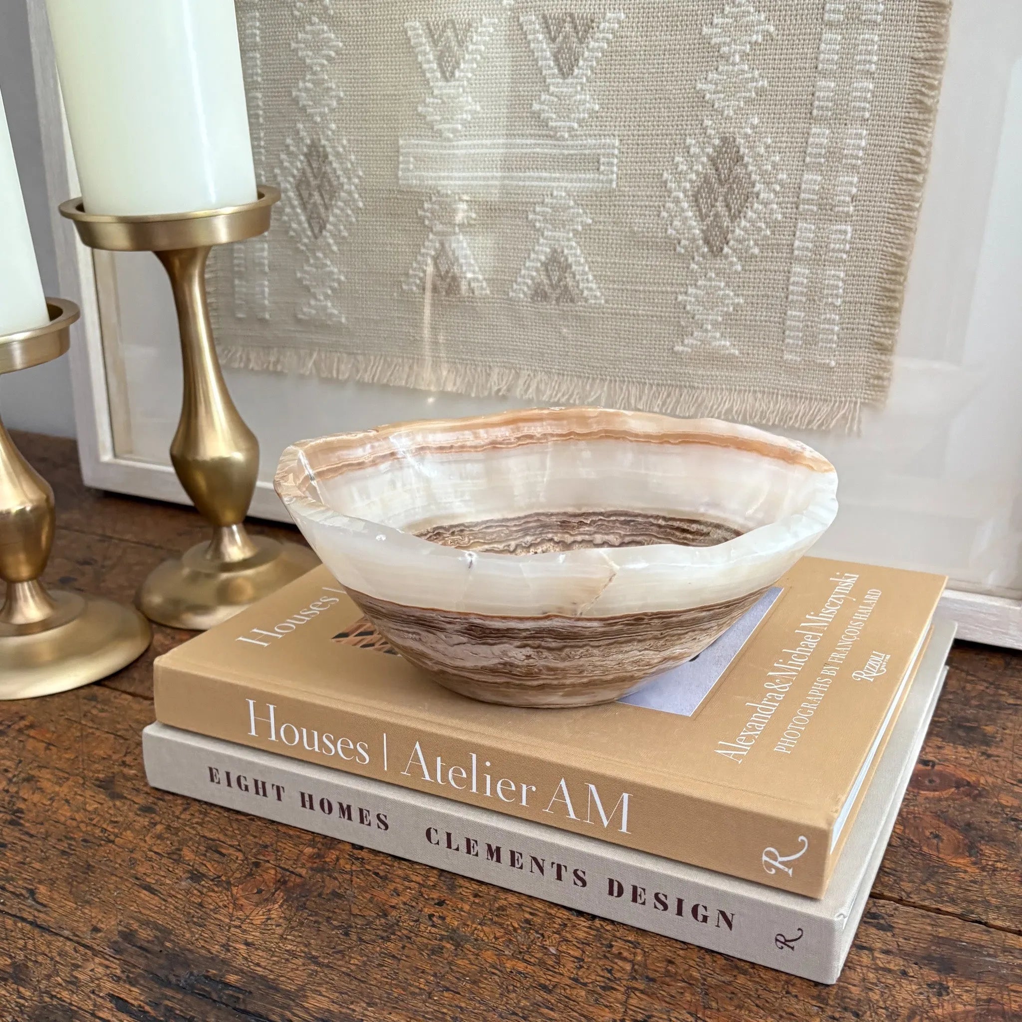 Hand Carved Amber Onyx Bowl