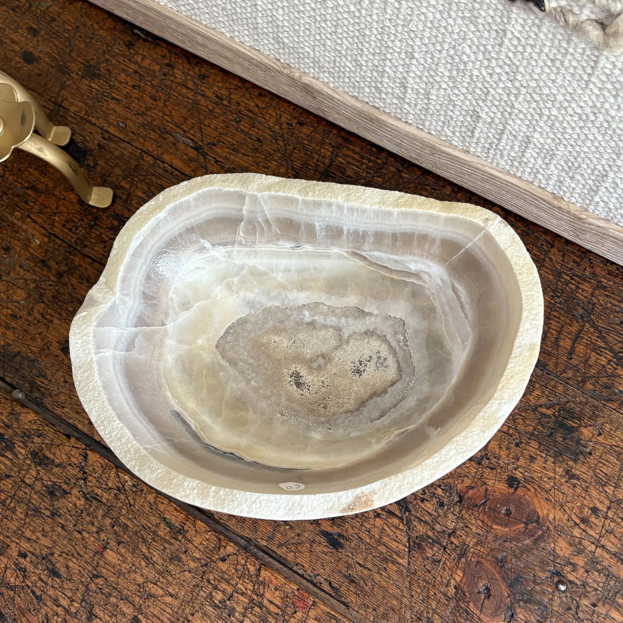 Hand Carved Amber Onyx Bowl