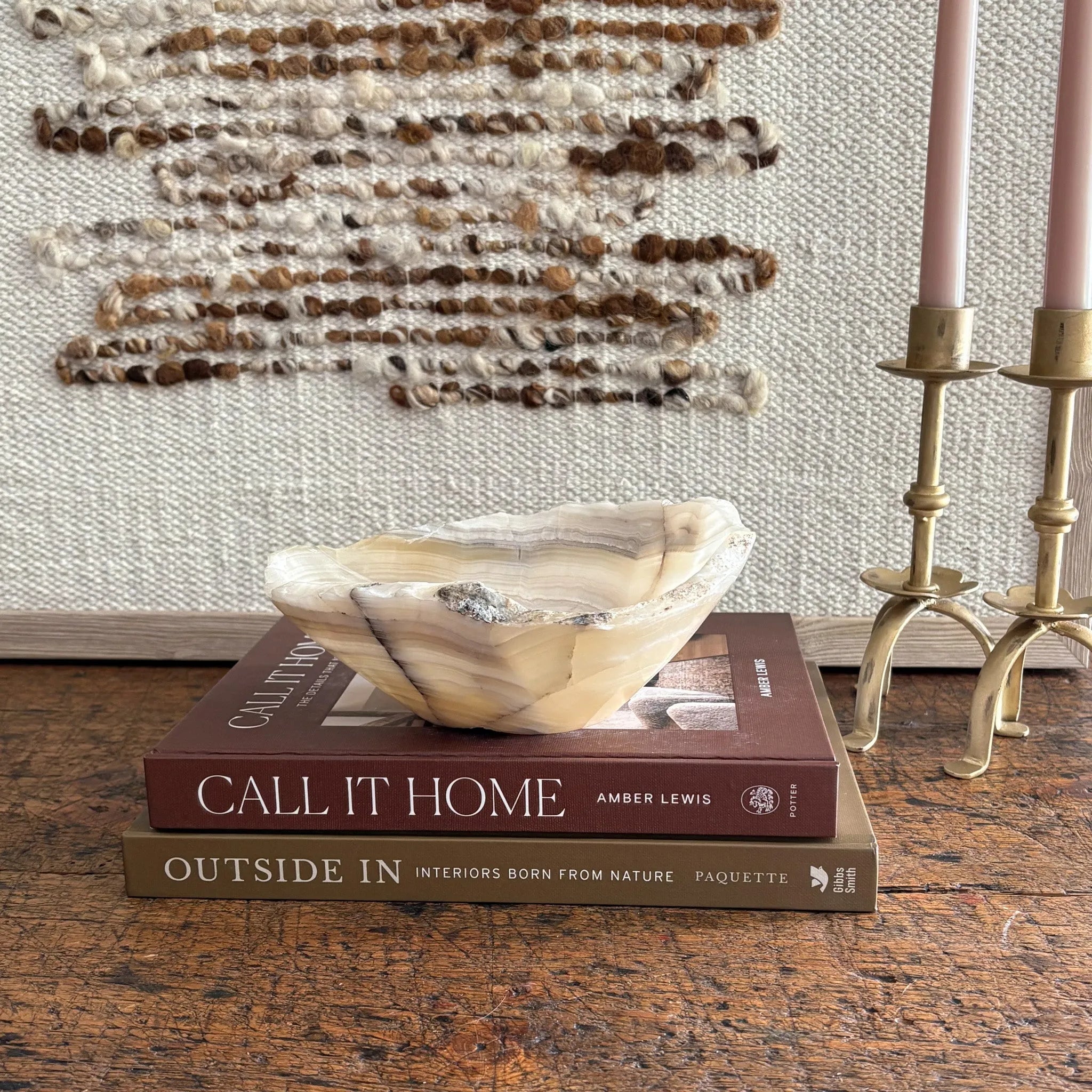 Hand Carved Amber Onyx Bowl