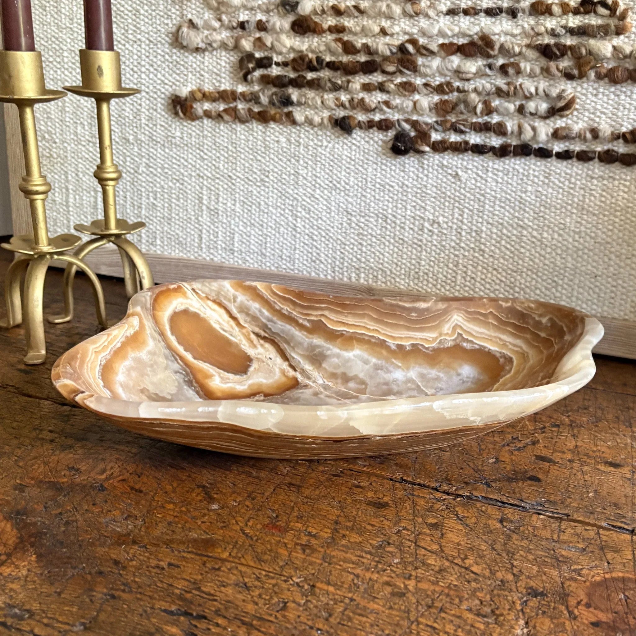 Hand Carved Amber Onyx Bowl