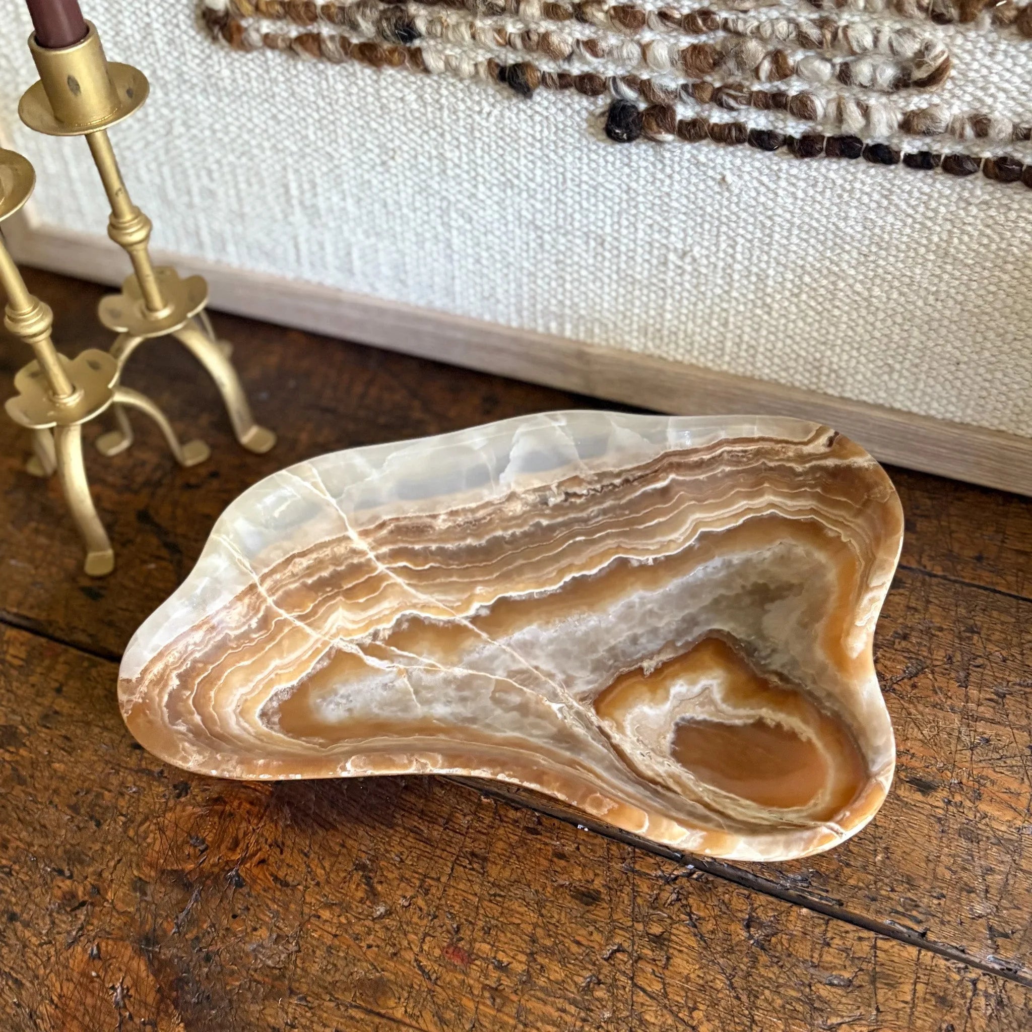 Hand Carved Amber Onyx Bowl