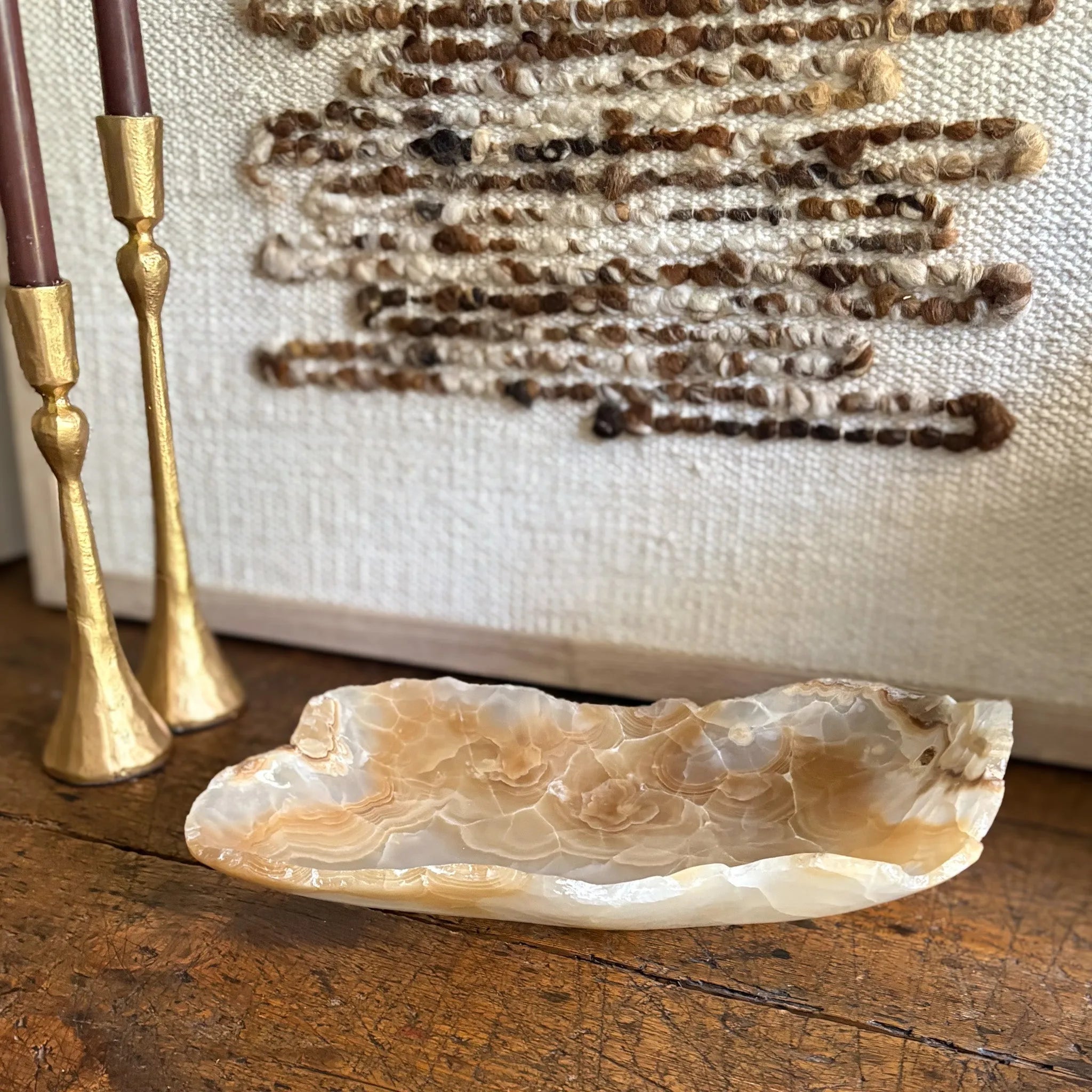 Hand Carved Amber Onyx Bowl