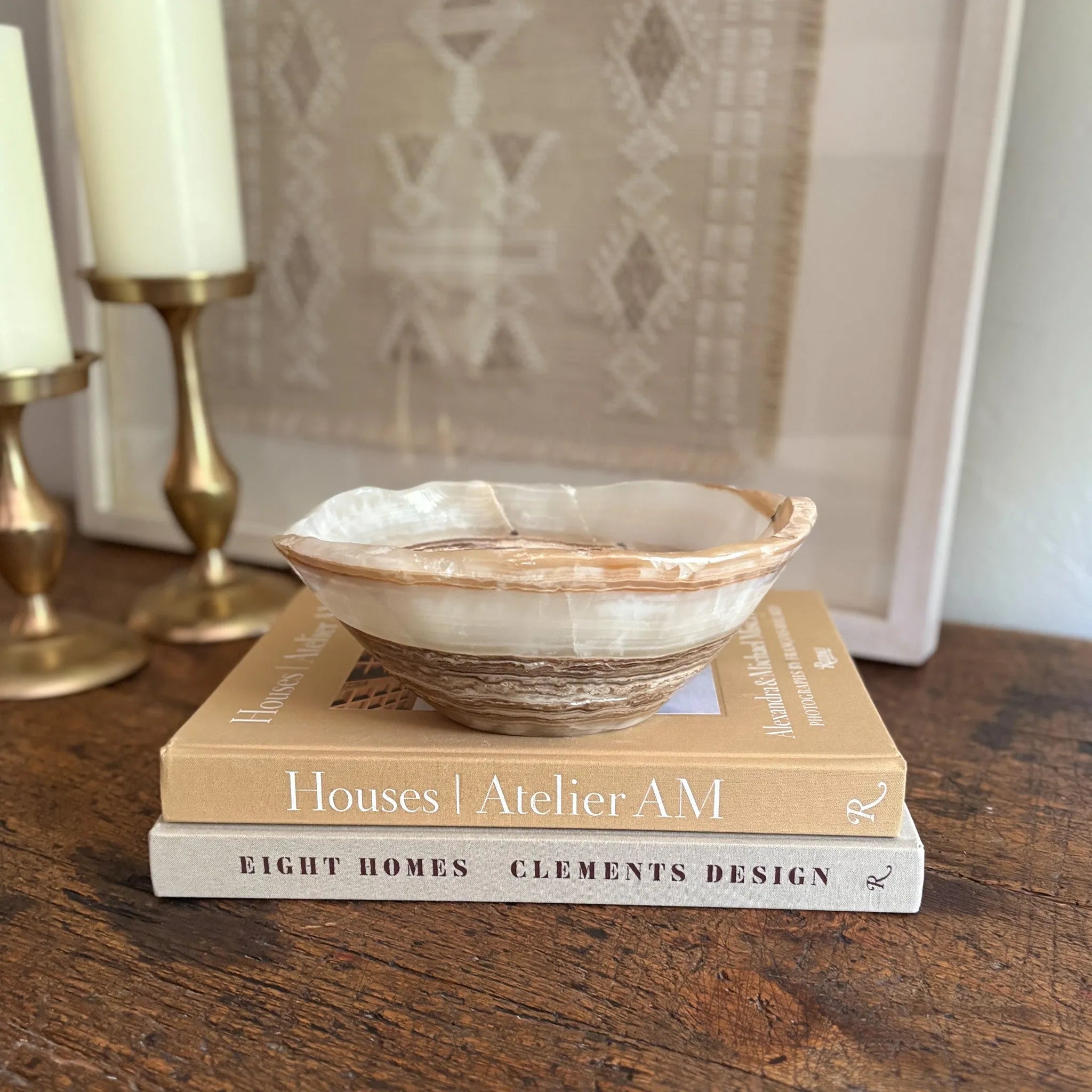 Hand Carved Amber Onyx Bowl