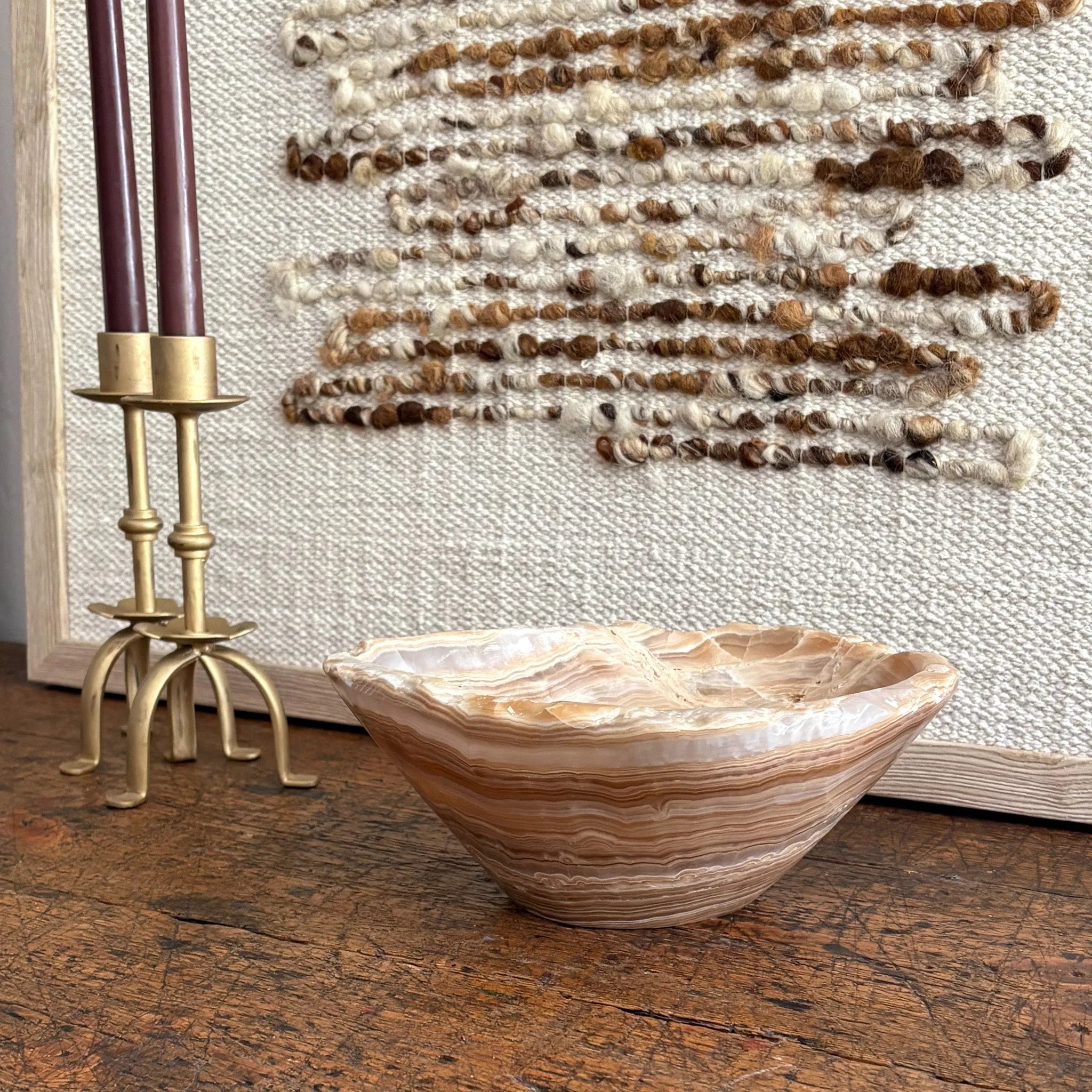 Hand Carved Amber Onyx Bowl