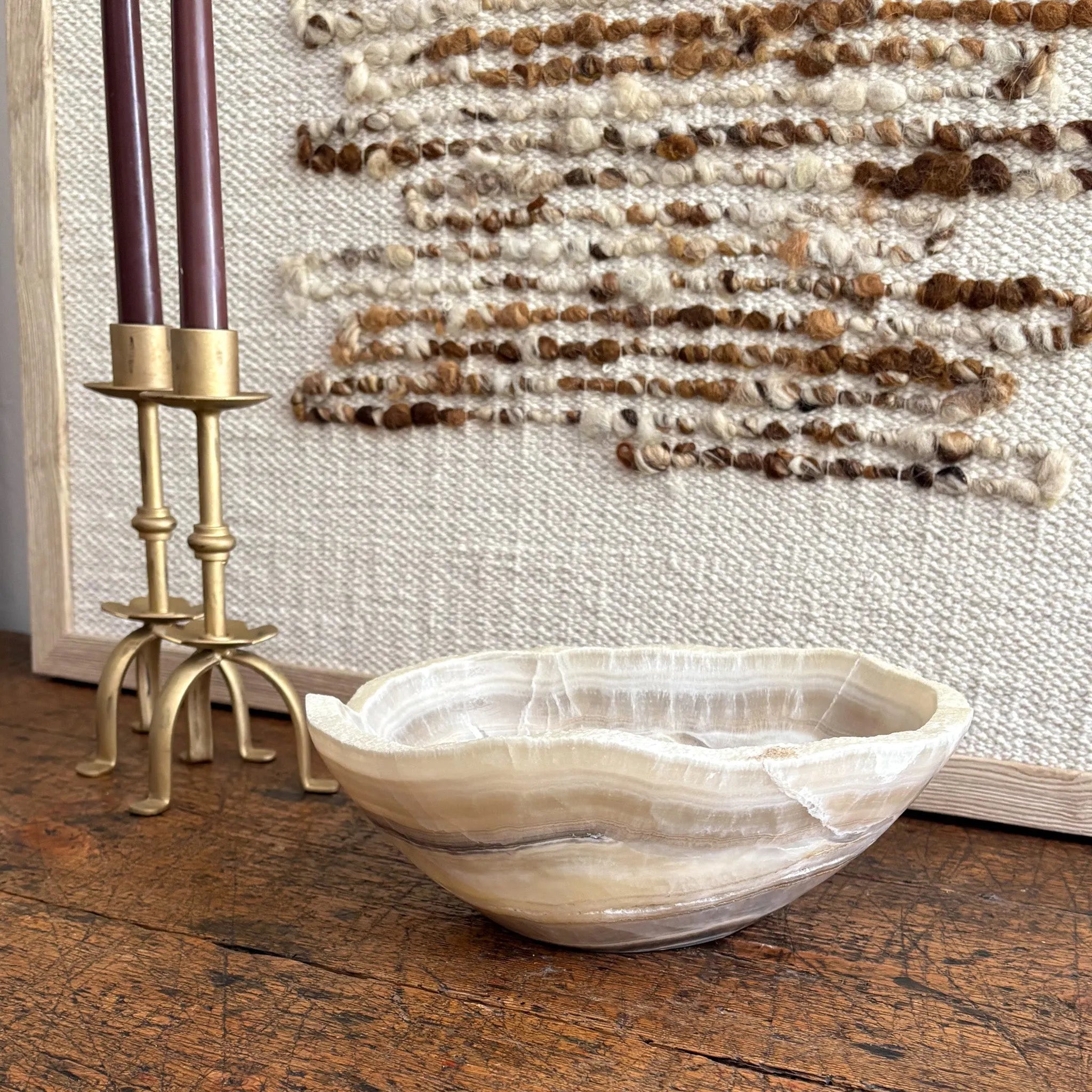 Hand Carved Amber Onyx Bowl