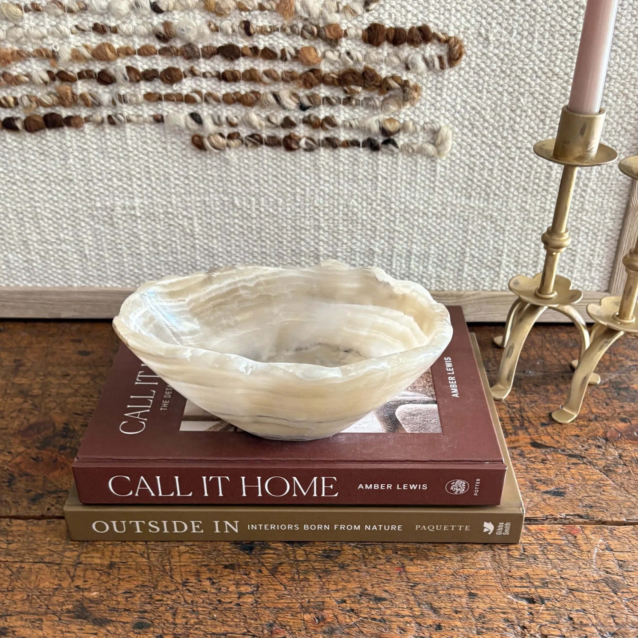 Hand Carved Amber Onyx Bowl