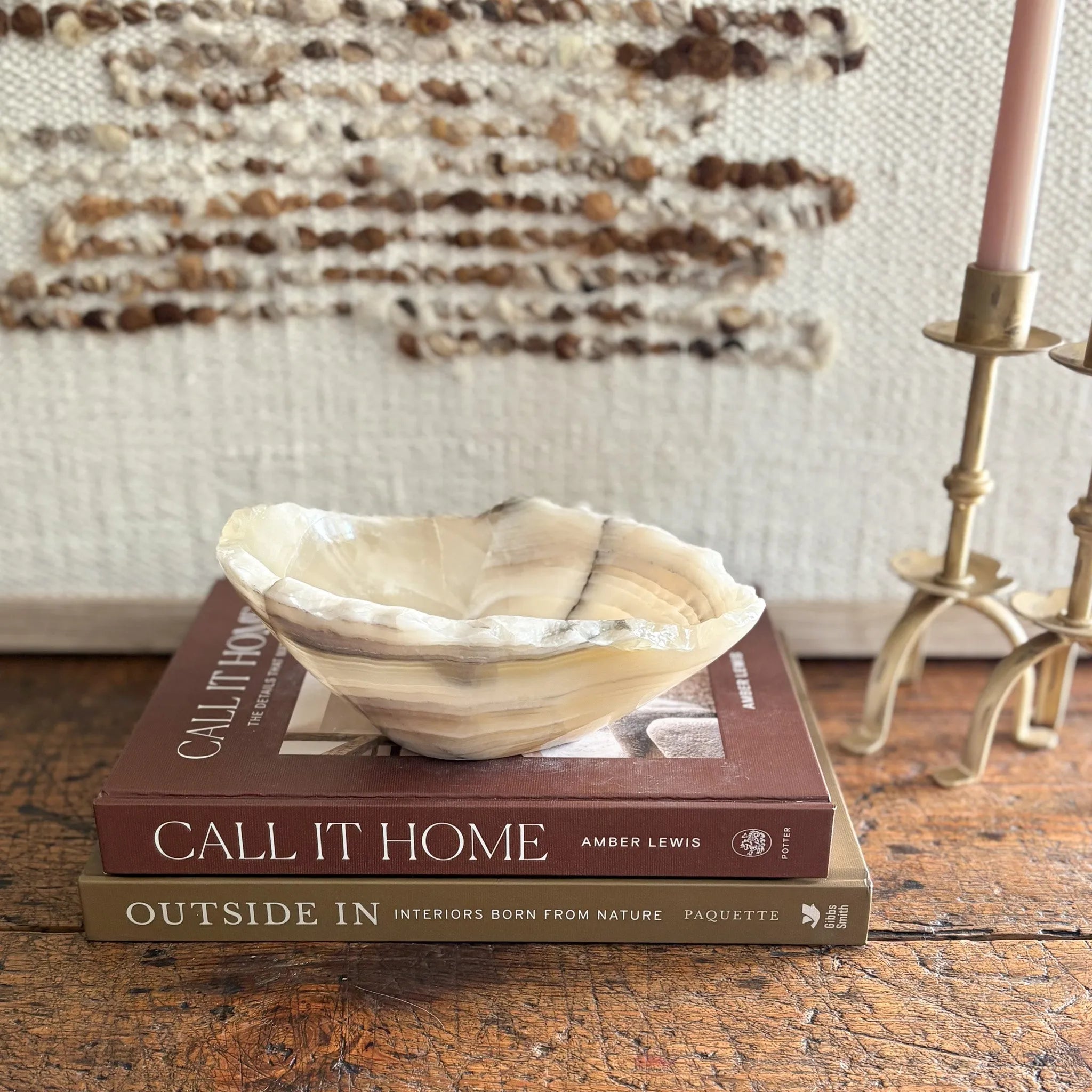 Hand Carved Amber Onyx Bowl