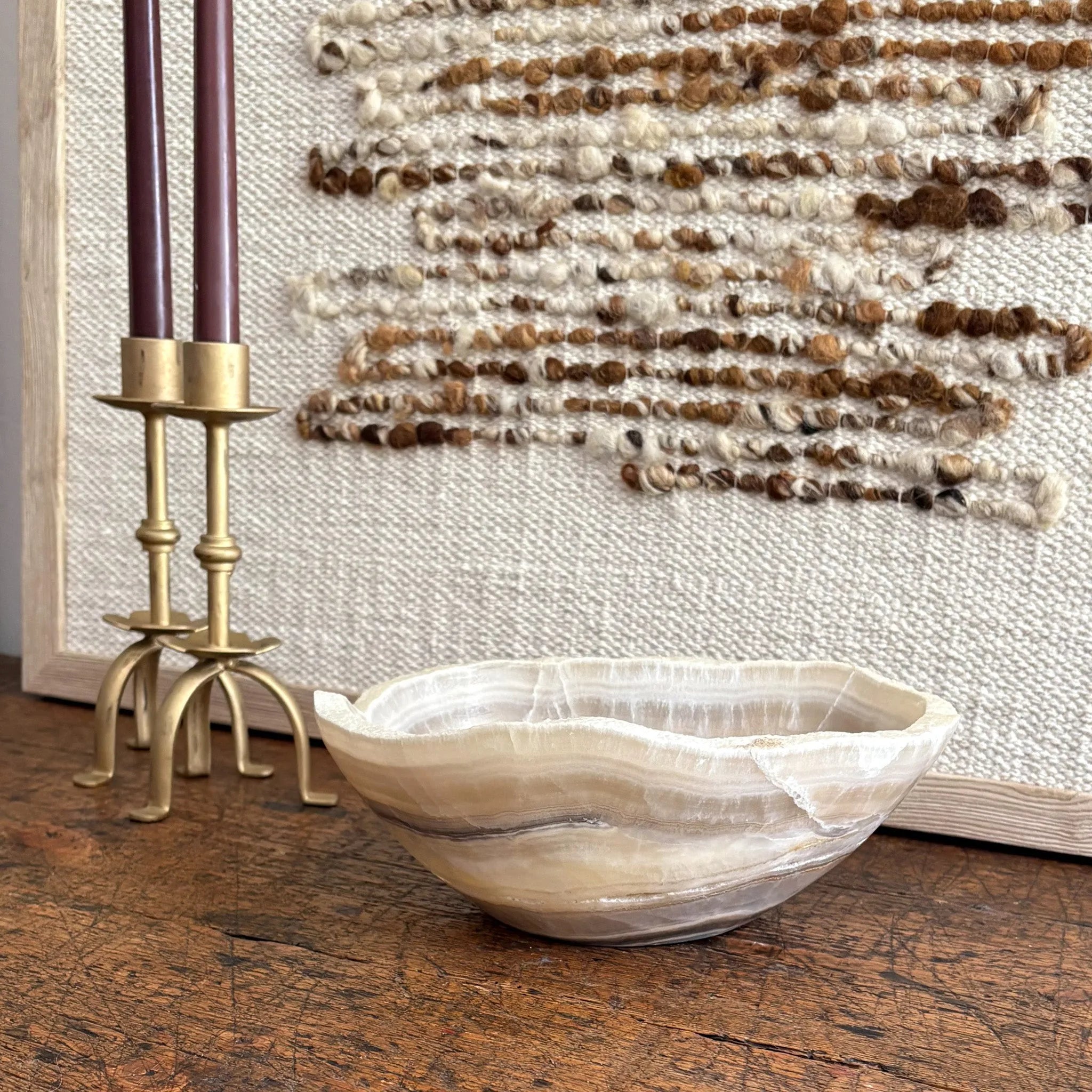 Hand Carved Amber Onyx Bowl