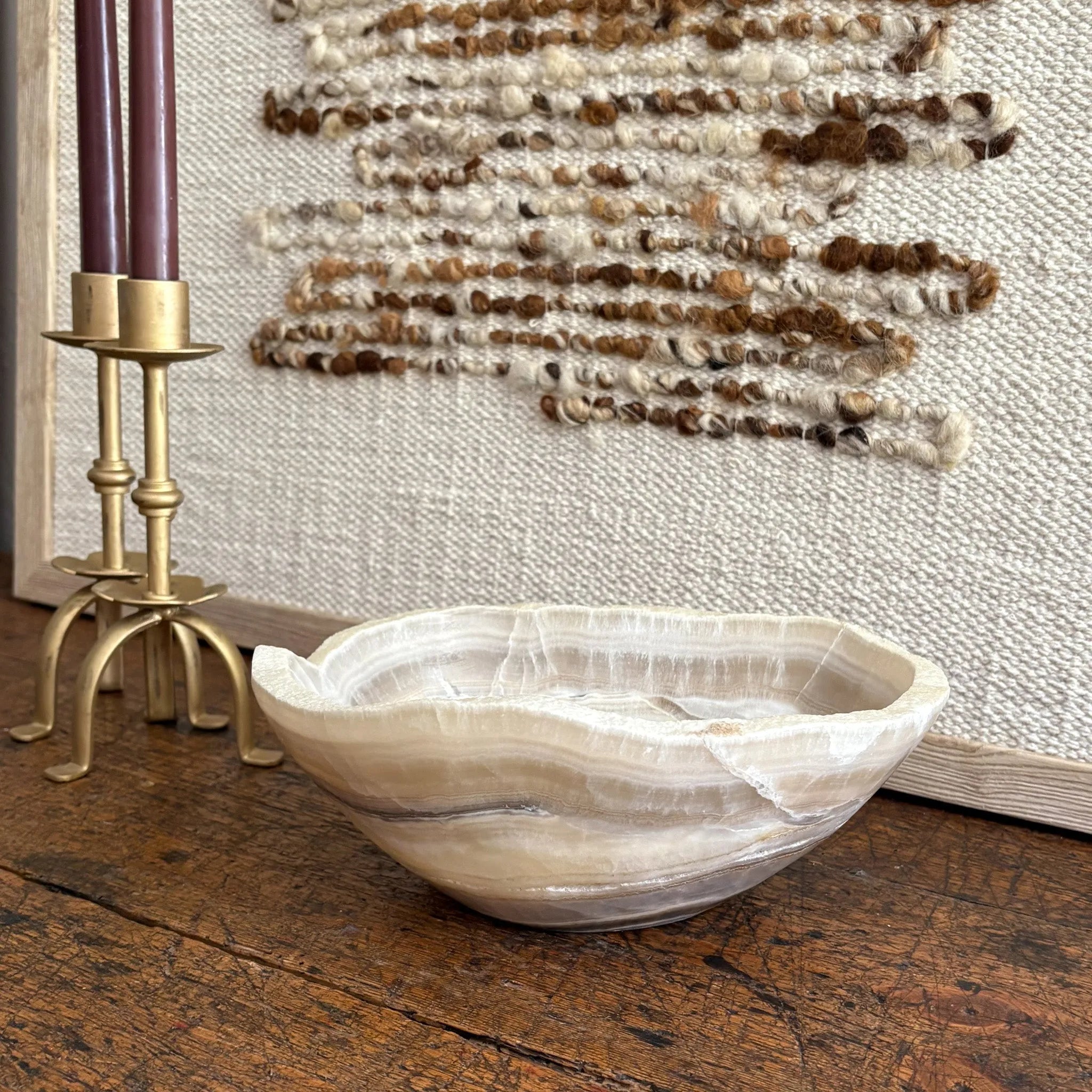 Hand Carved Amber Onyx Bowl