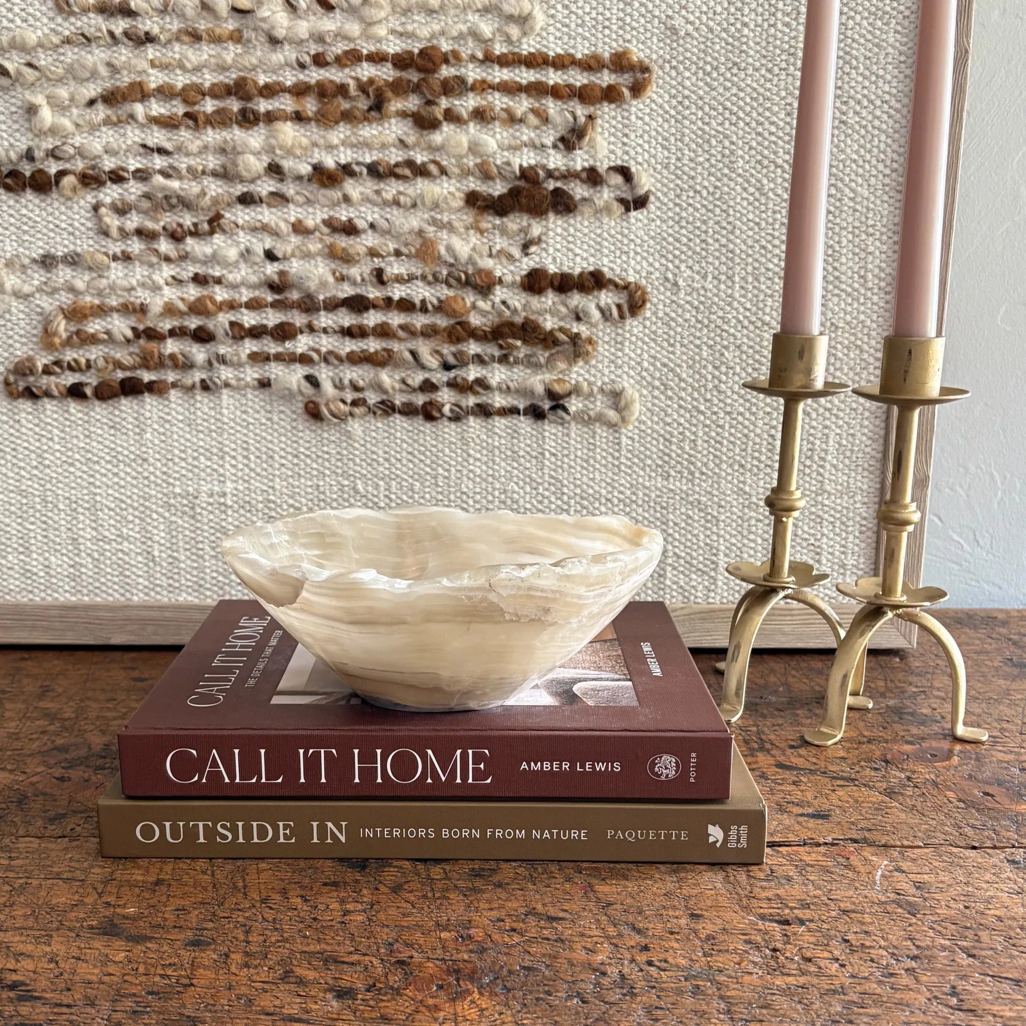 Hand Carved Amber Onyx Bowl