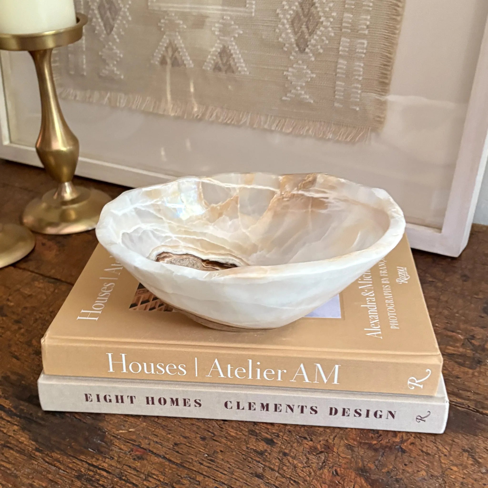 Hand Carved Amber Onyx Bowl