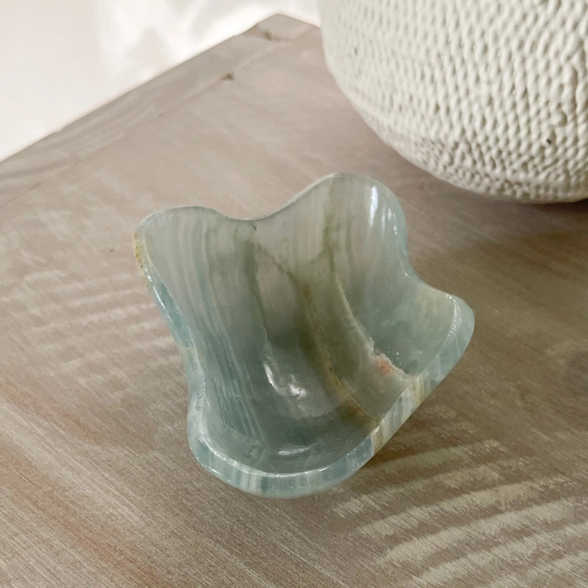 Hand Carved Blue Onyx Trinket Dish