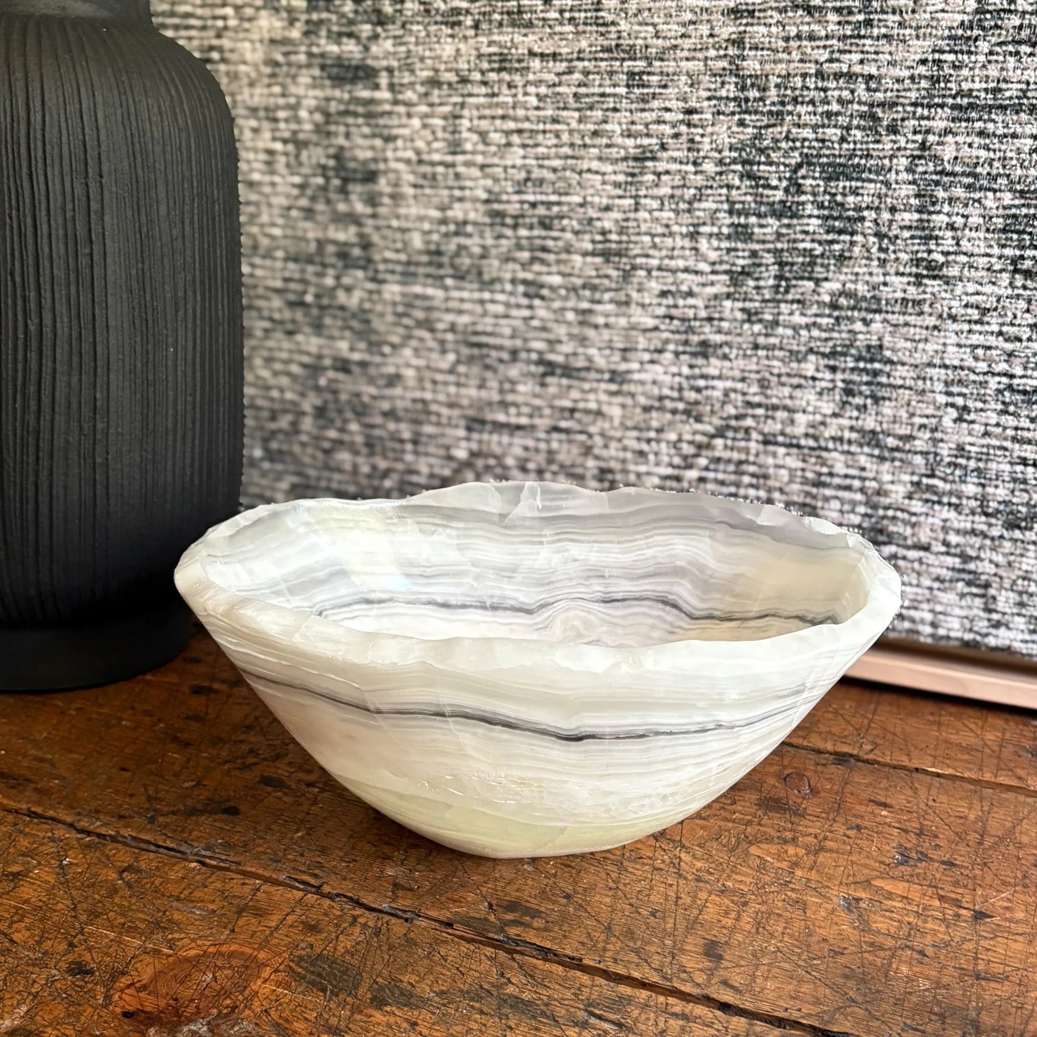 Hand Carved White Onyx Bowl