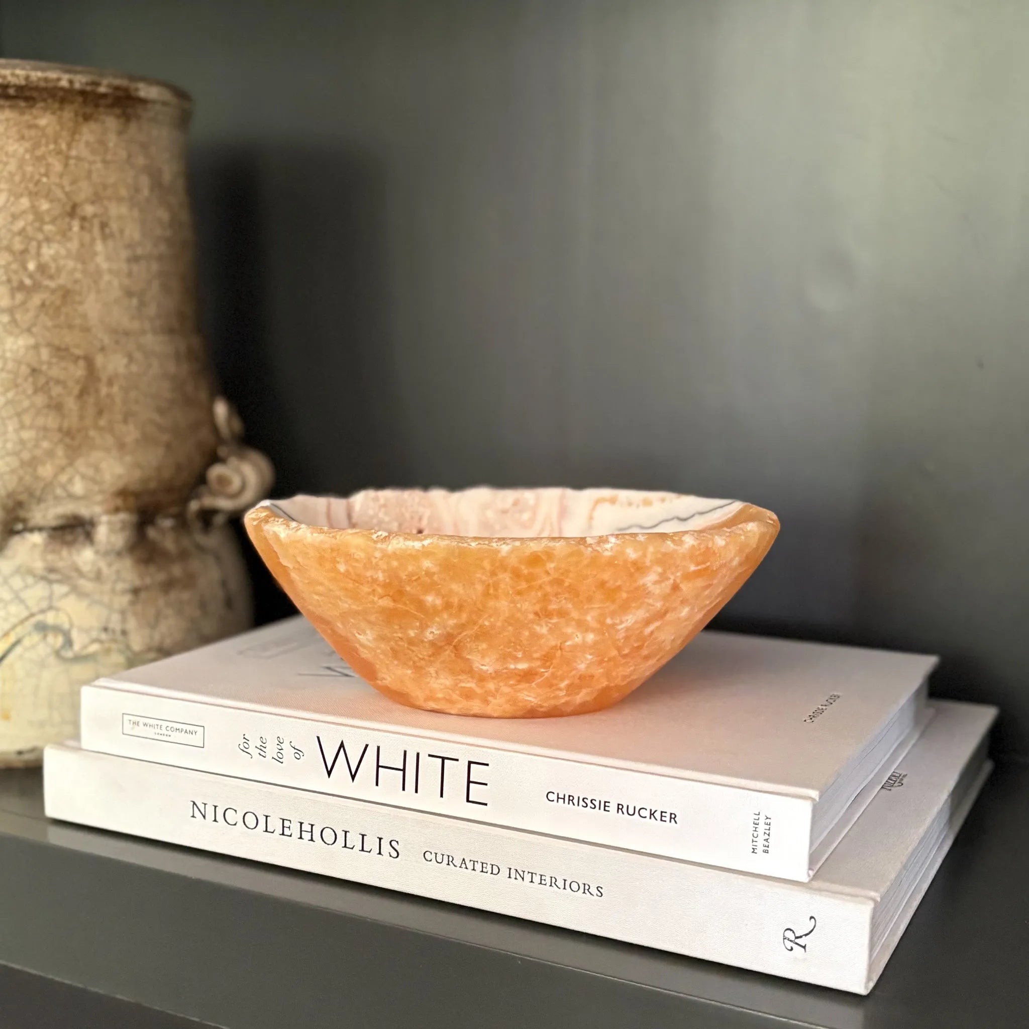 Hand Carved Zebra Calcite Bowl