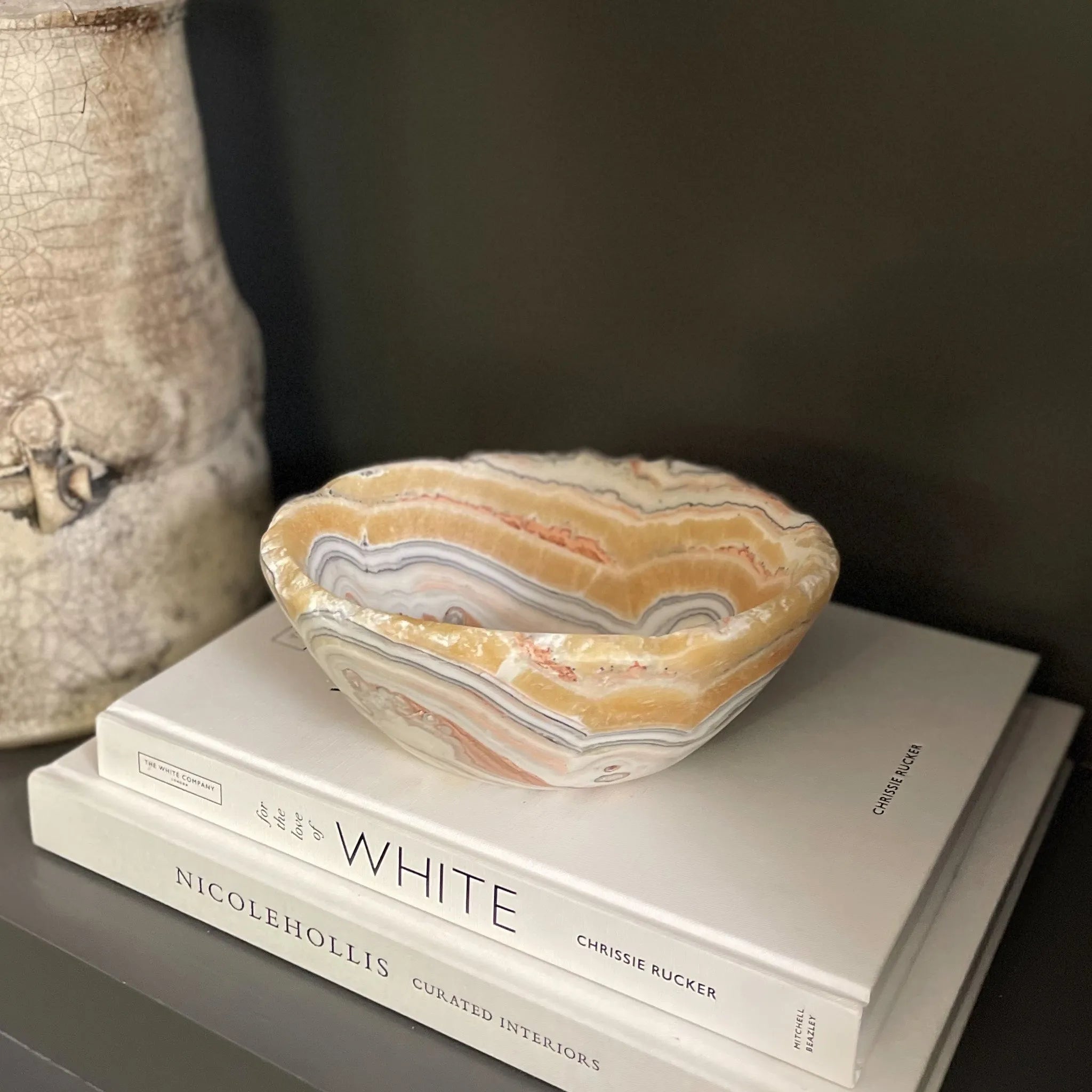 Hand Carved Zebra Calcite Bowl