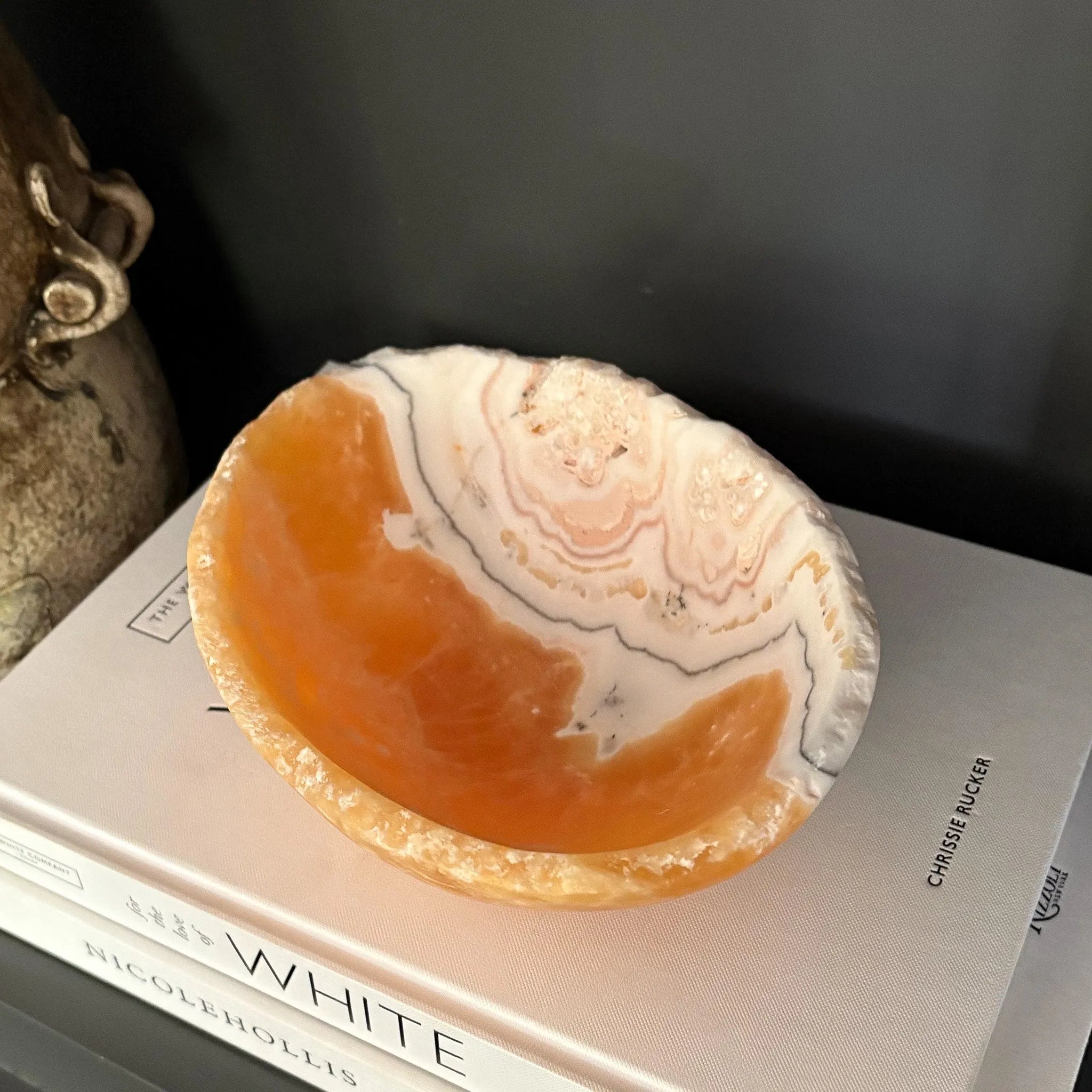 Hand Carved Zebra Calcite Bowl