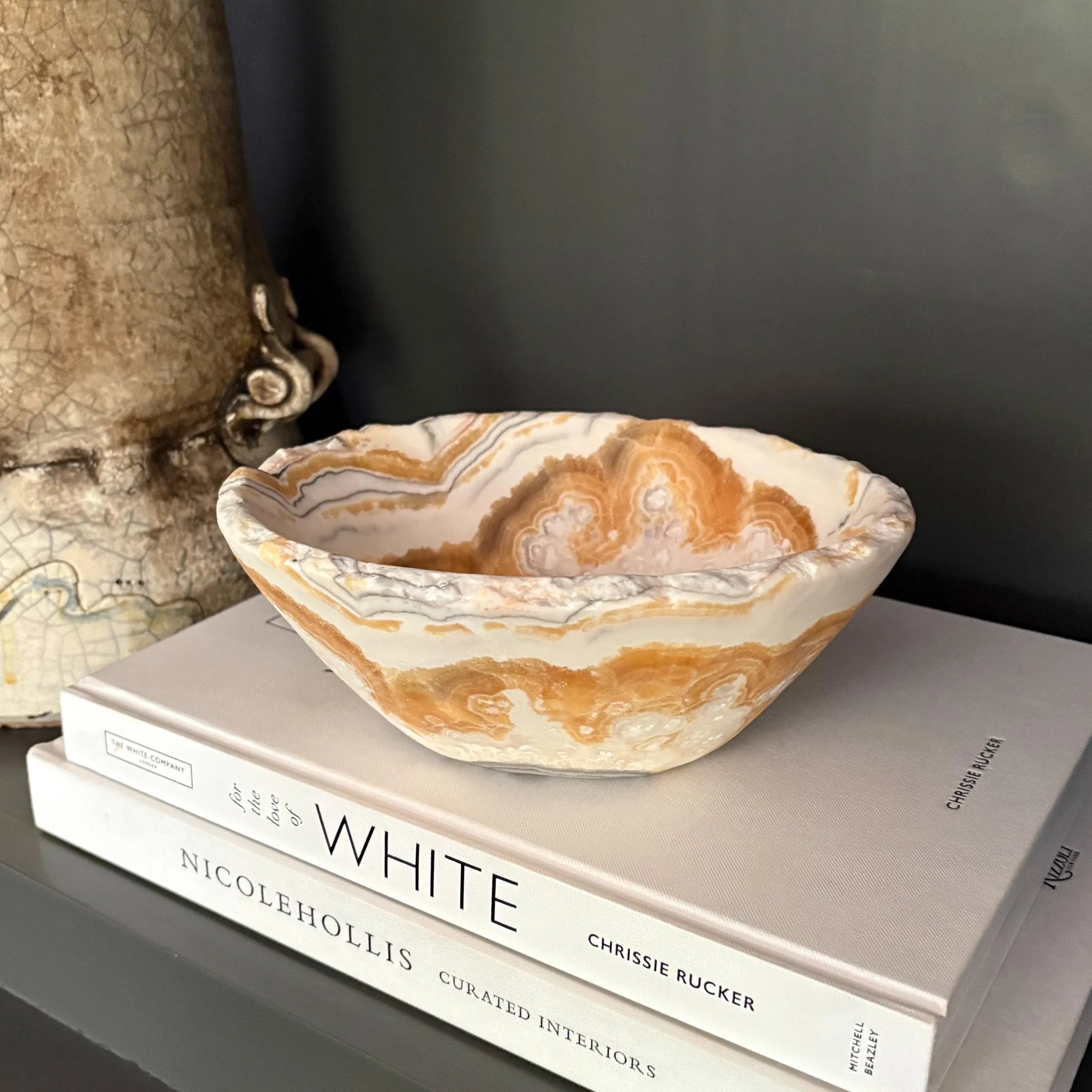 Hand Carved Zebra Calcite Bowl