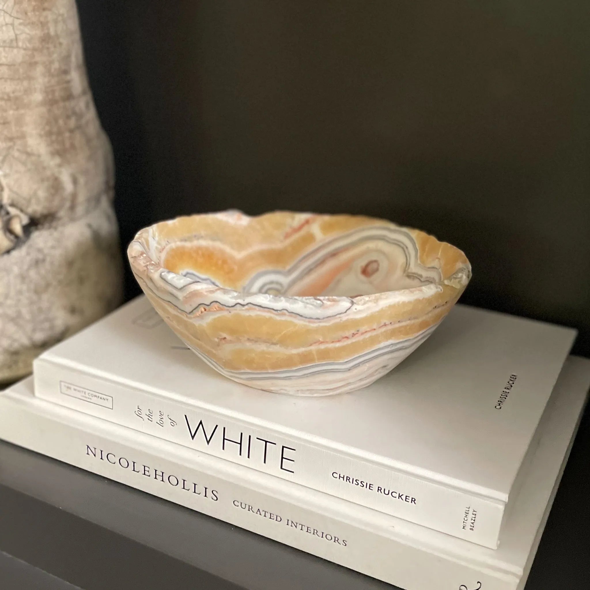 Hand Carved Zebra Calcite Bowl