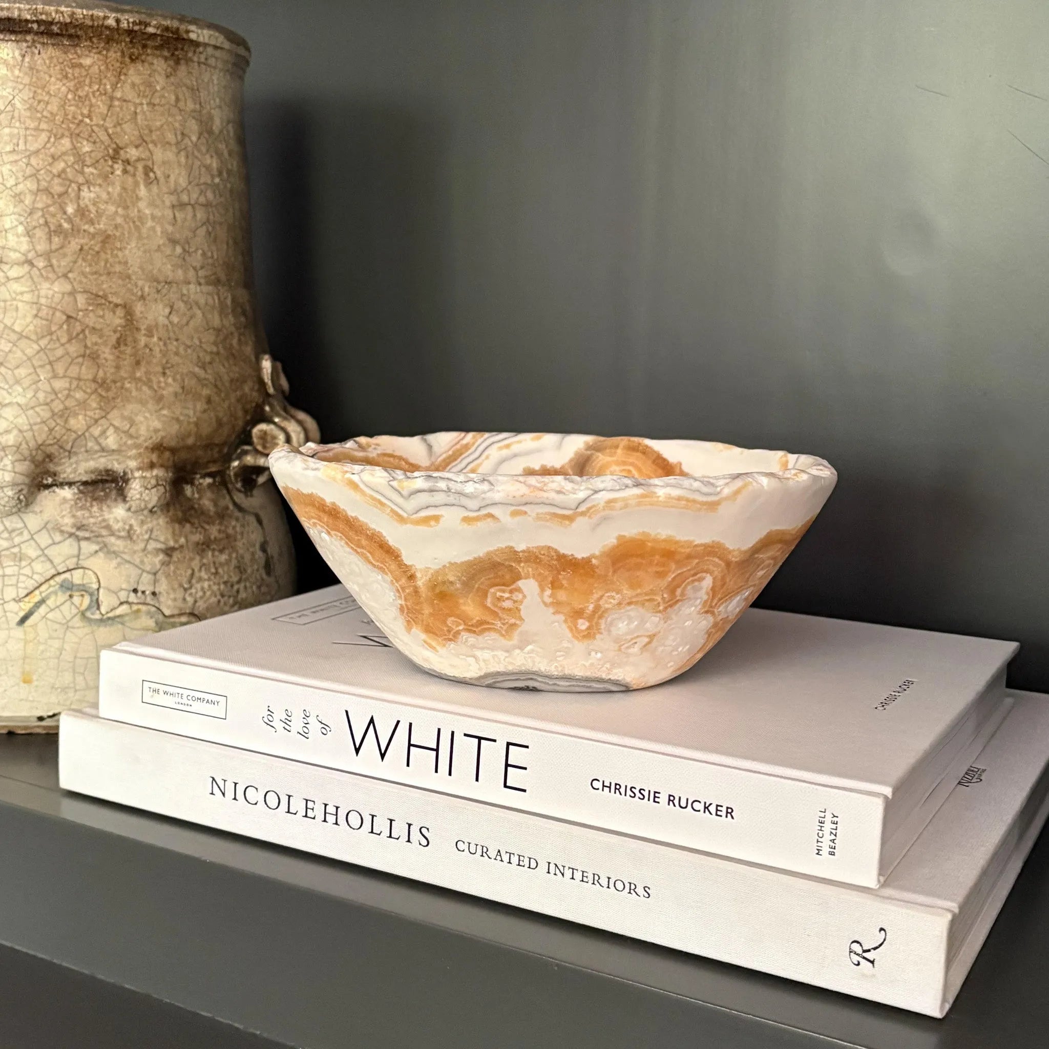 Hand Carved Zebra Calcite Bowl