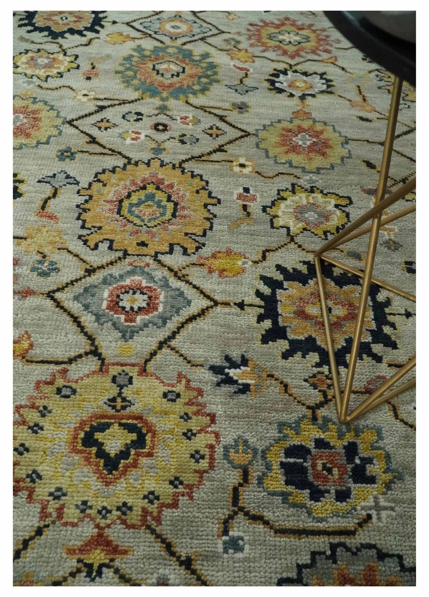 Hand Knotted Beige, Mustard and Ivory Traditional Oriental Oushak Custom Made Wool area Rug