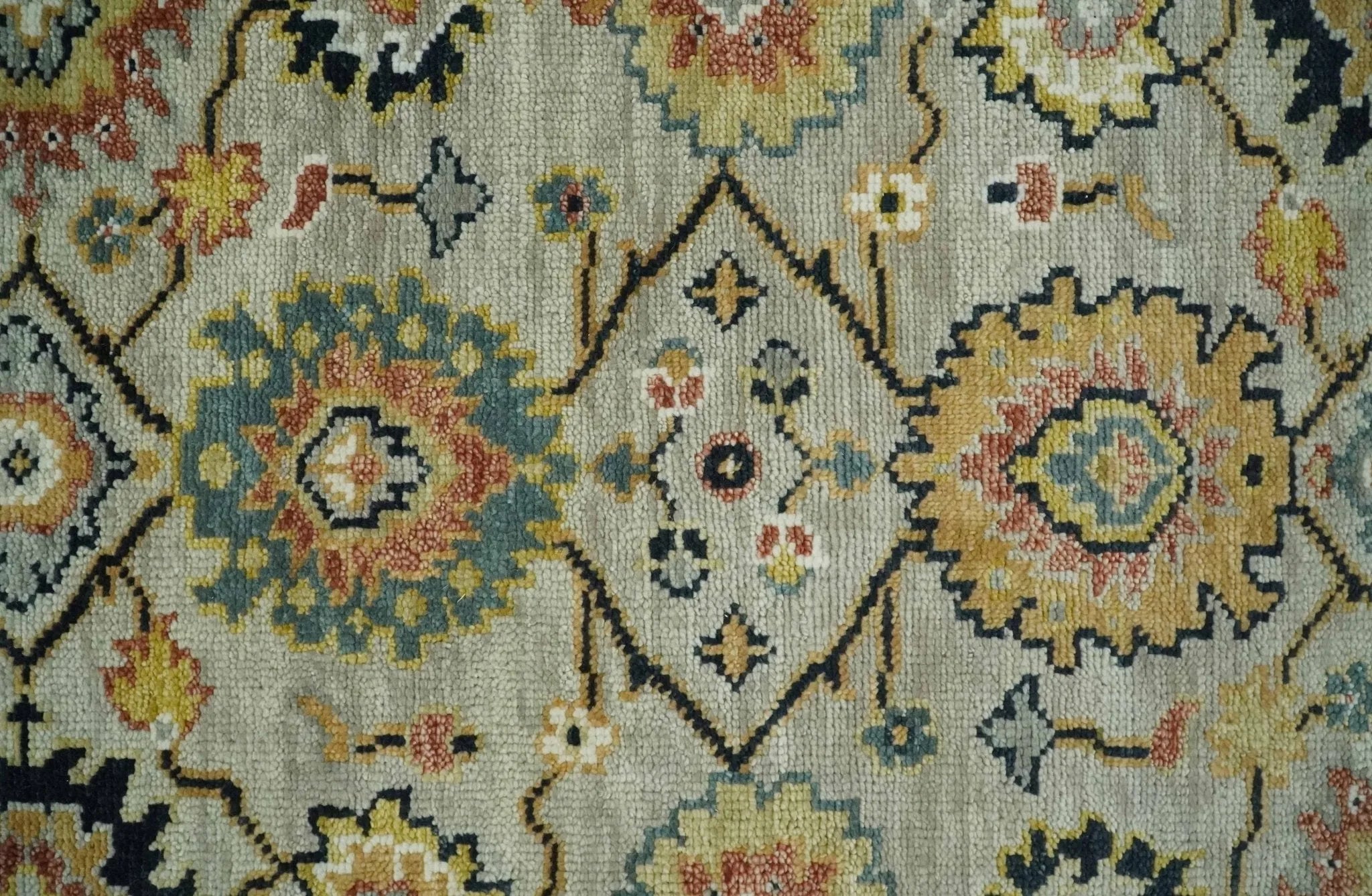 Hand Knotted Beige, Mustard and Ivory Traditional Oriental Oushak Custom Made Wool area Rug