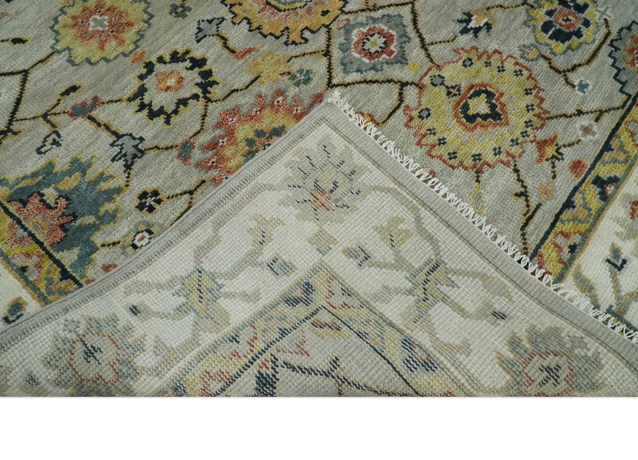 Hand Knotted Beige, Mustard and Ivory Traditional Oriental Oushak Custom Made Wool area Rug