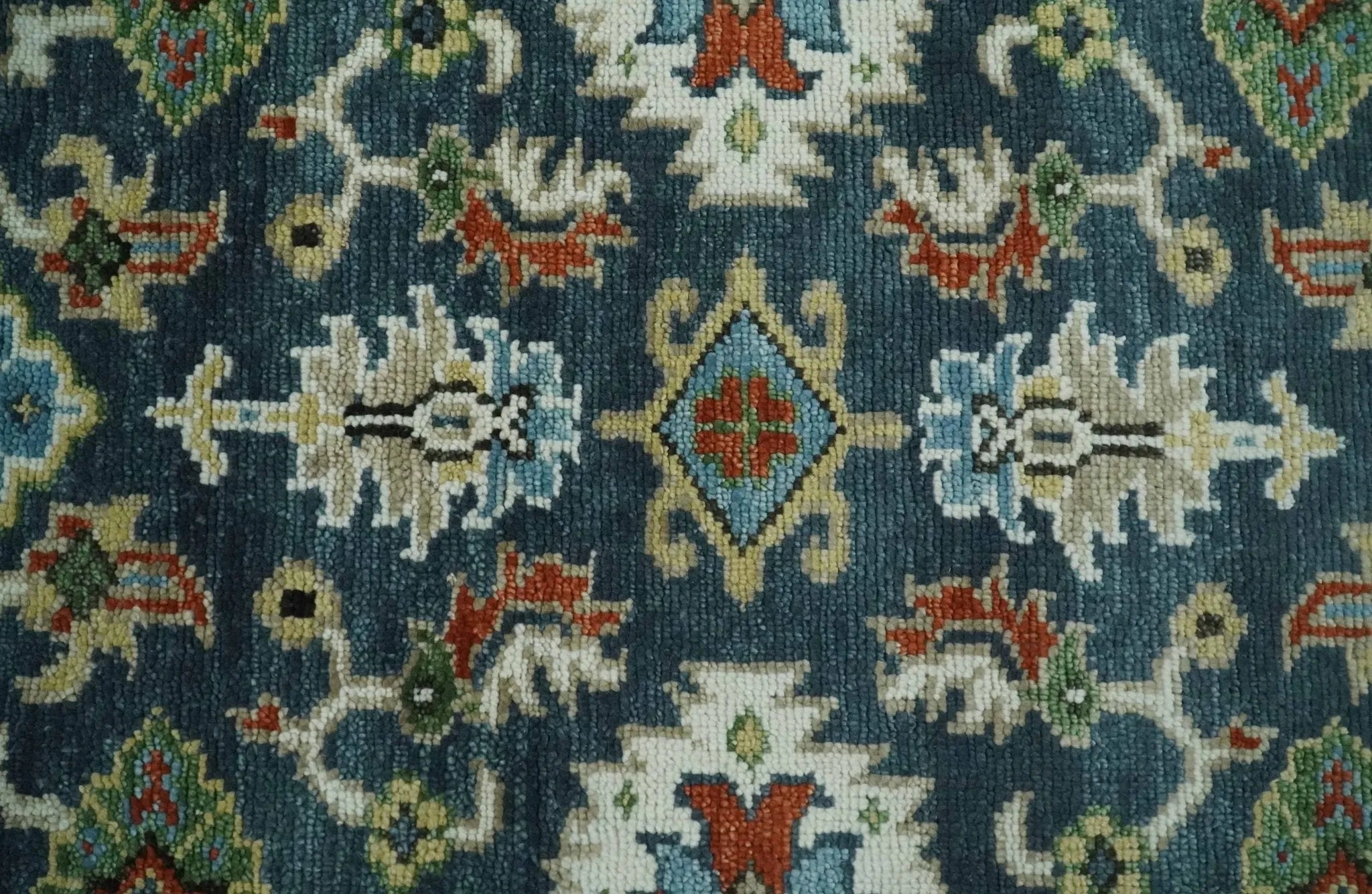 Hand Knotted Green and Ivory Traditional Oriental Oushak Custom Made Wool Area Rug