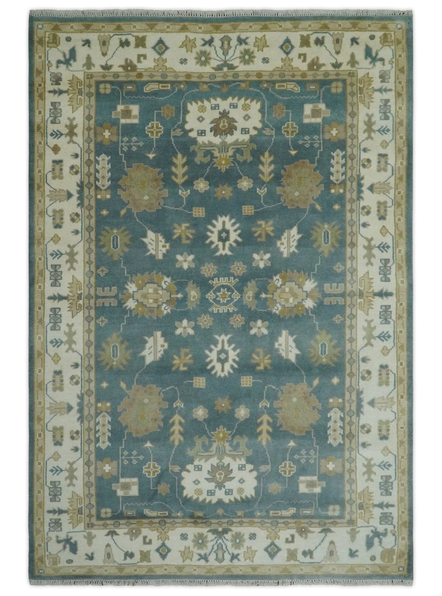 Hand Knotted Gray, Ivory and Beige Traditional Floral Custom Made wool rug