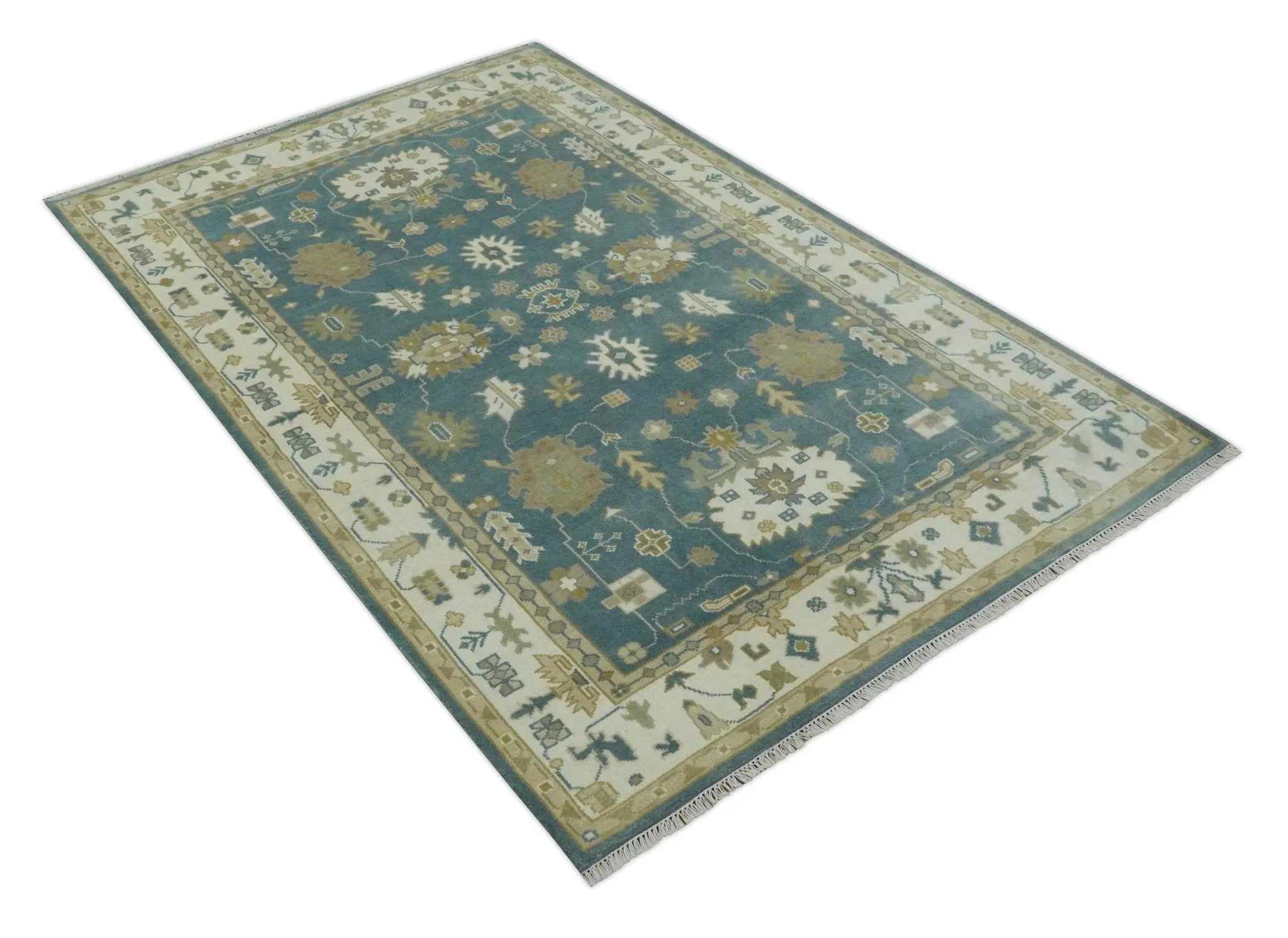 Hand Knotted Gray, Ivory and Beige Traditional Floral Custom Made wool rug