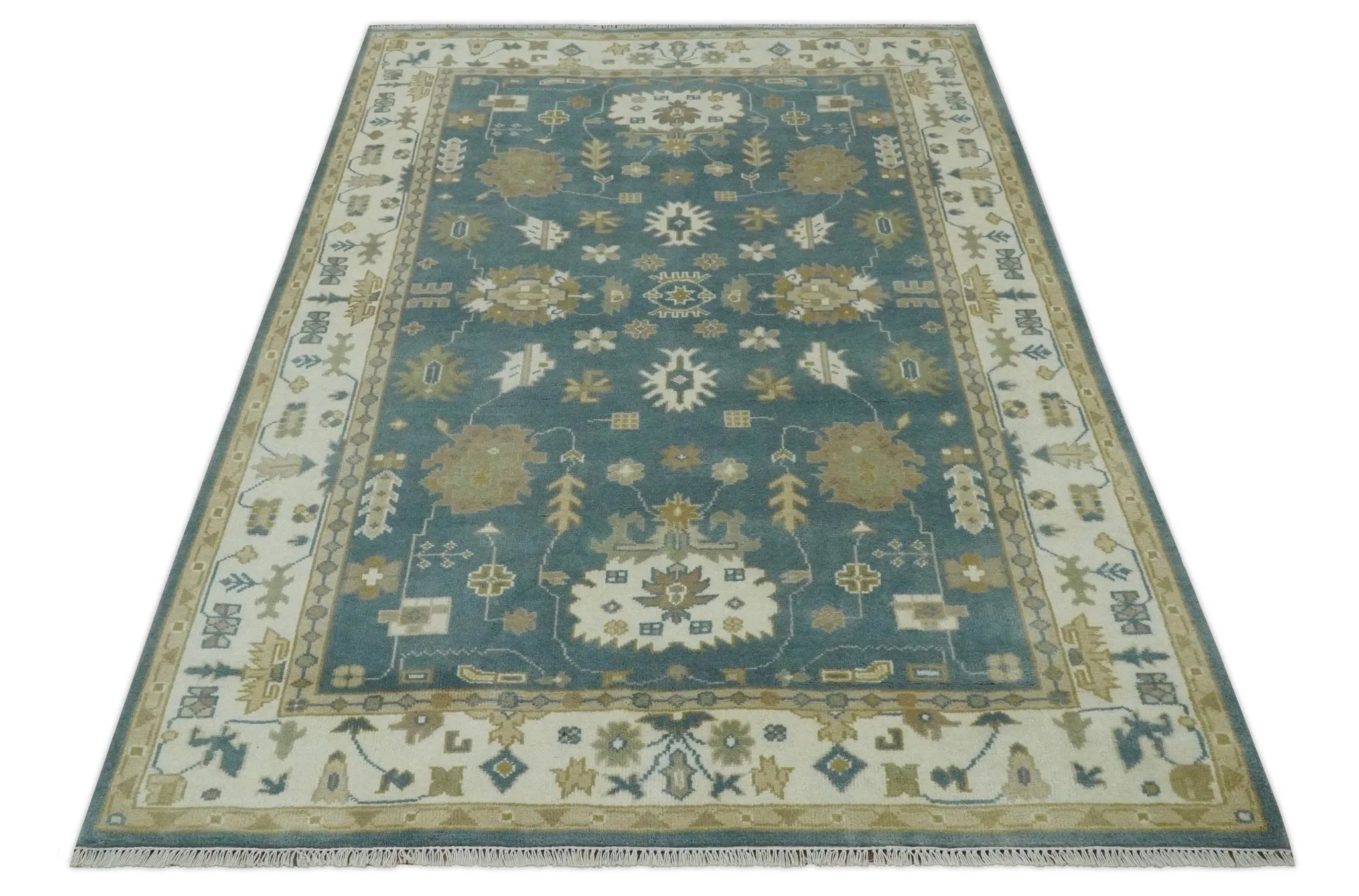 Hand Knotted Gray, Ivory and Beige Traditional Floral Custom Made wool rug