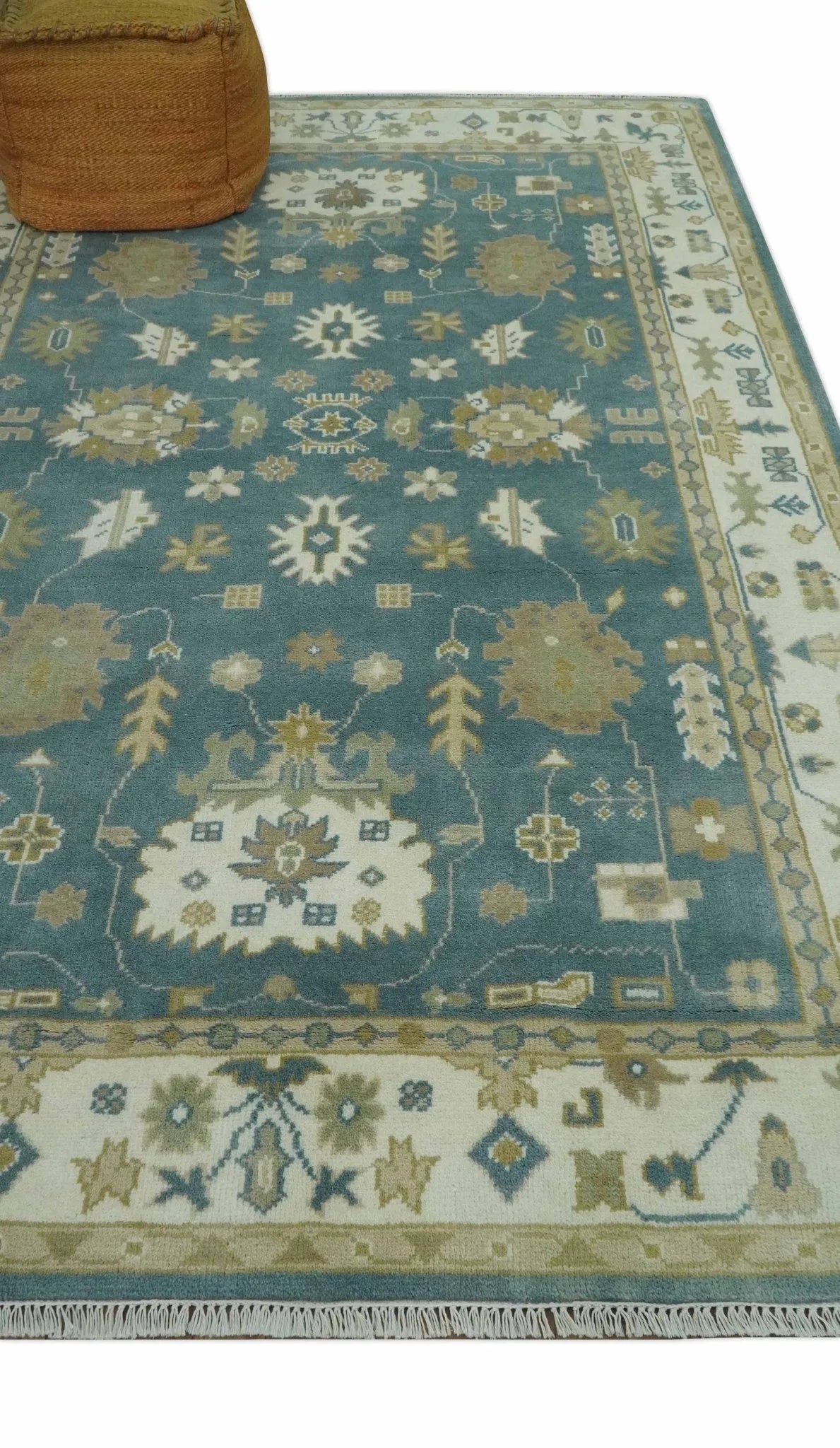 Hand Knotted Gray, Ivory and Beige Traditional Floral Custom Made wool rug