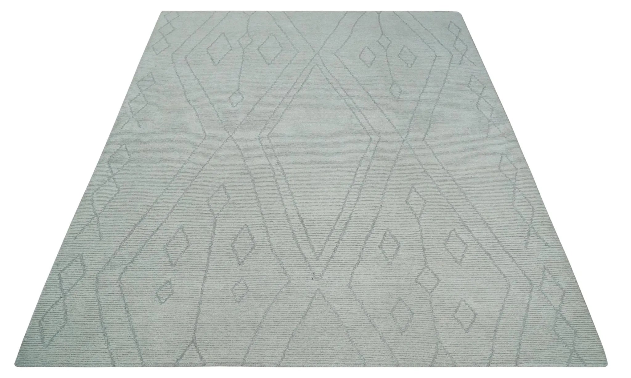 Hand Tufted Ivory Traditional Geometrical Moroccan Design Custom Made Rug