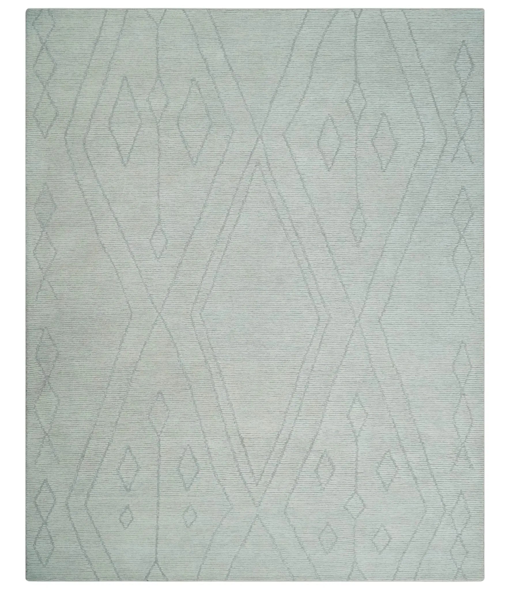 Hand Tufted Ivory Traditional Geometrical Moroccan Design Custom Made Rug