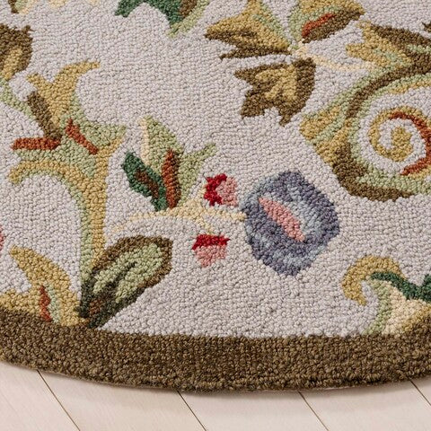 Chelsea Wool Rug in Ivory and Sage with Floral Design