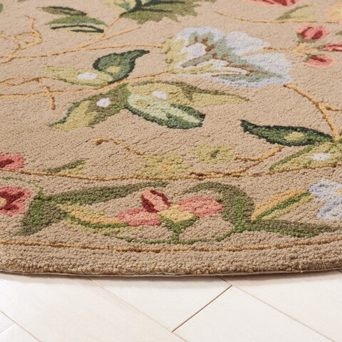 Chelsea Wool Rug in Beige with Floral Design