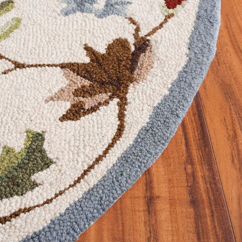 Chelsea Wool Rug in Ivory and Green with Floral Design