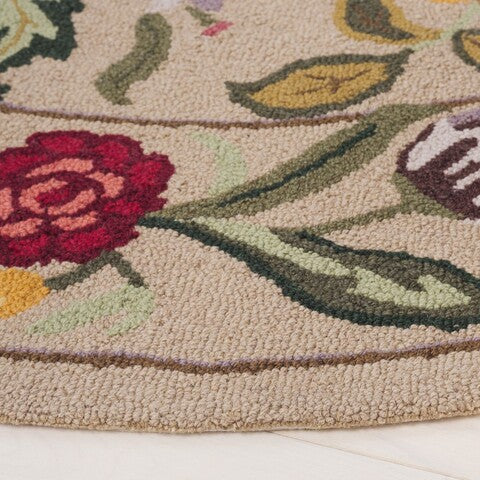 Chelsea Wool Rug in Beige and Pink with Floral Design