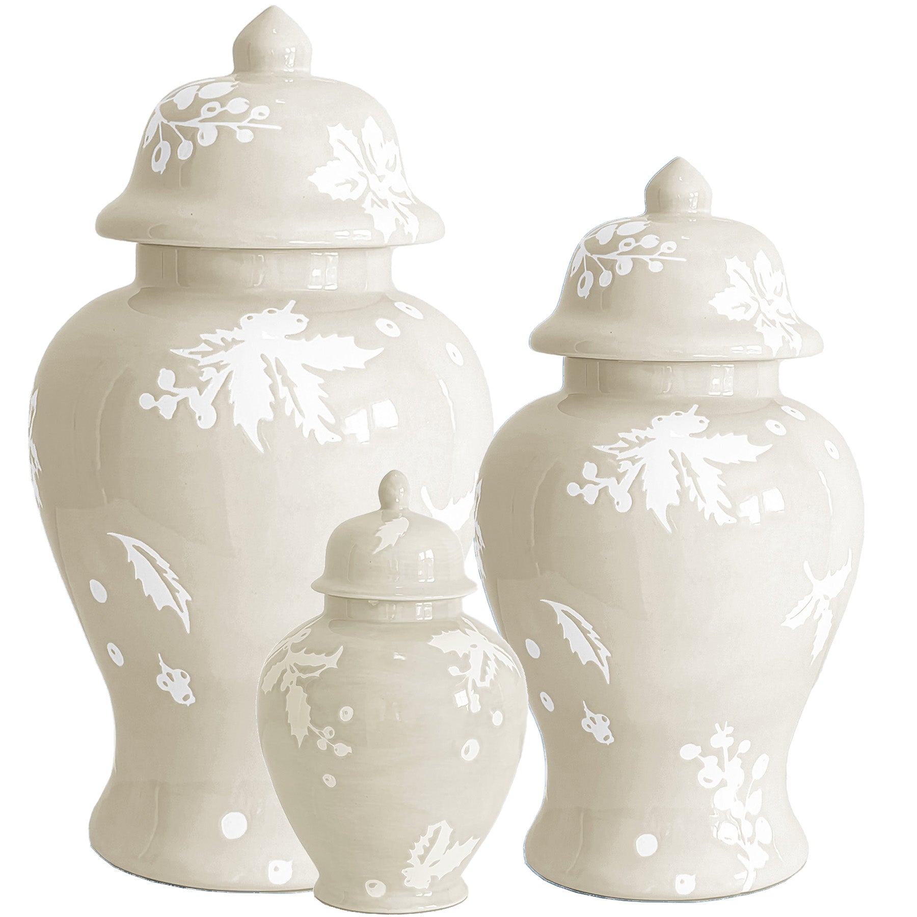 Deck the Halls Ginger Jars in Beige