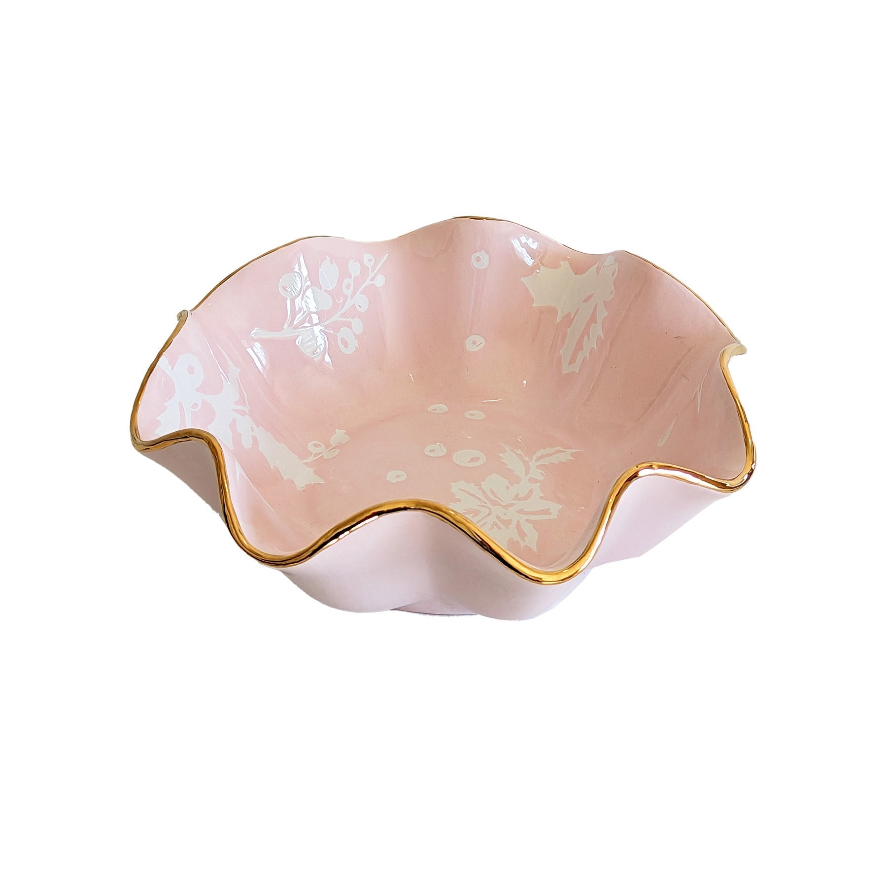 Deck the Halls Scalloped Bowls with 22K Gold Accent