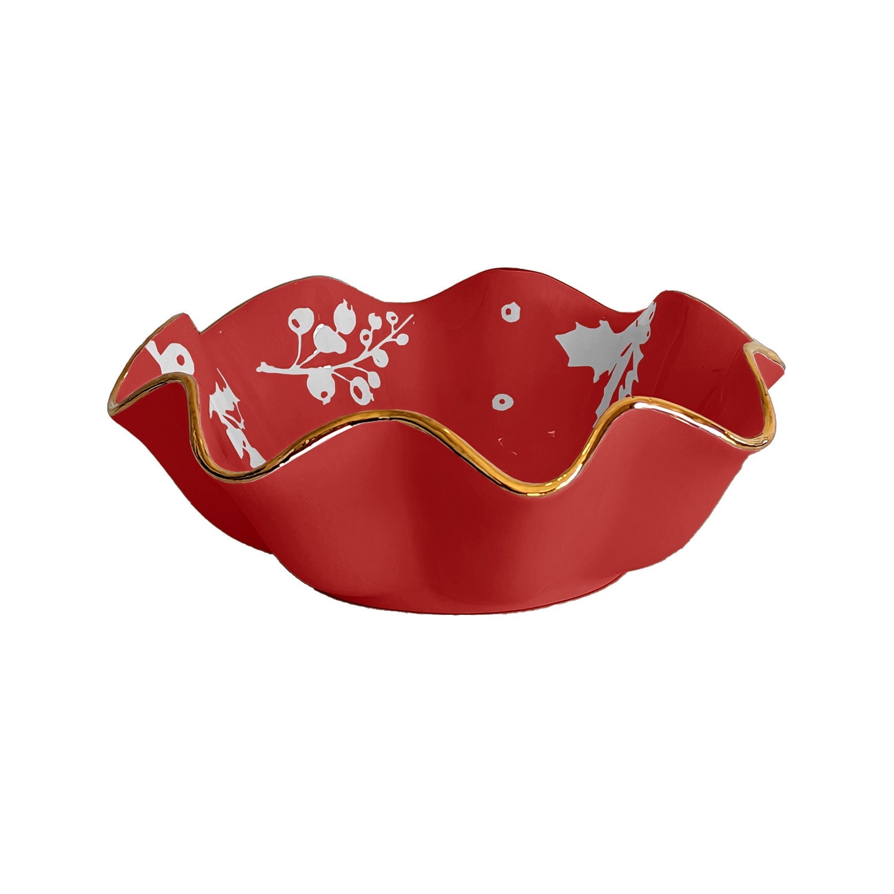 Deck the Halls Scalloped Bowls with 22K Gold Accent