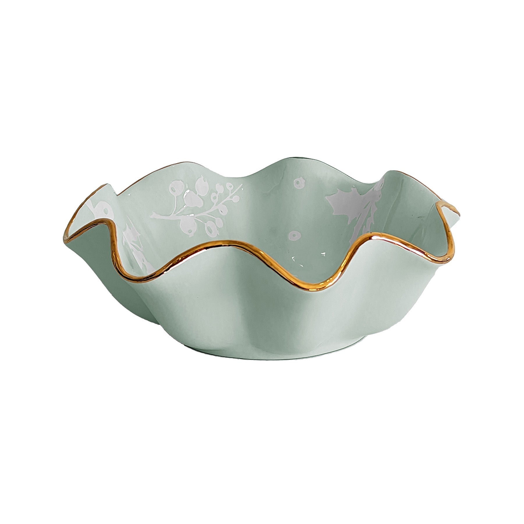 Deck the Halls Scalloped Bowls with 22K Gold Accent