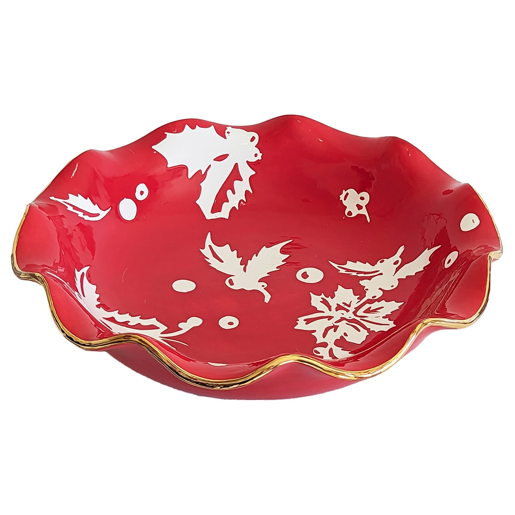 Deck the Halls Scalloped Bowls with 22K Gold Accent