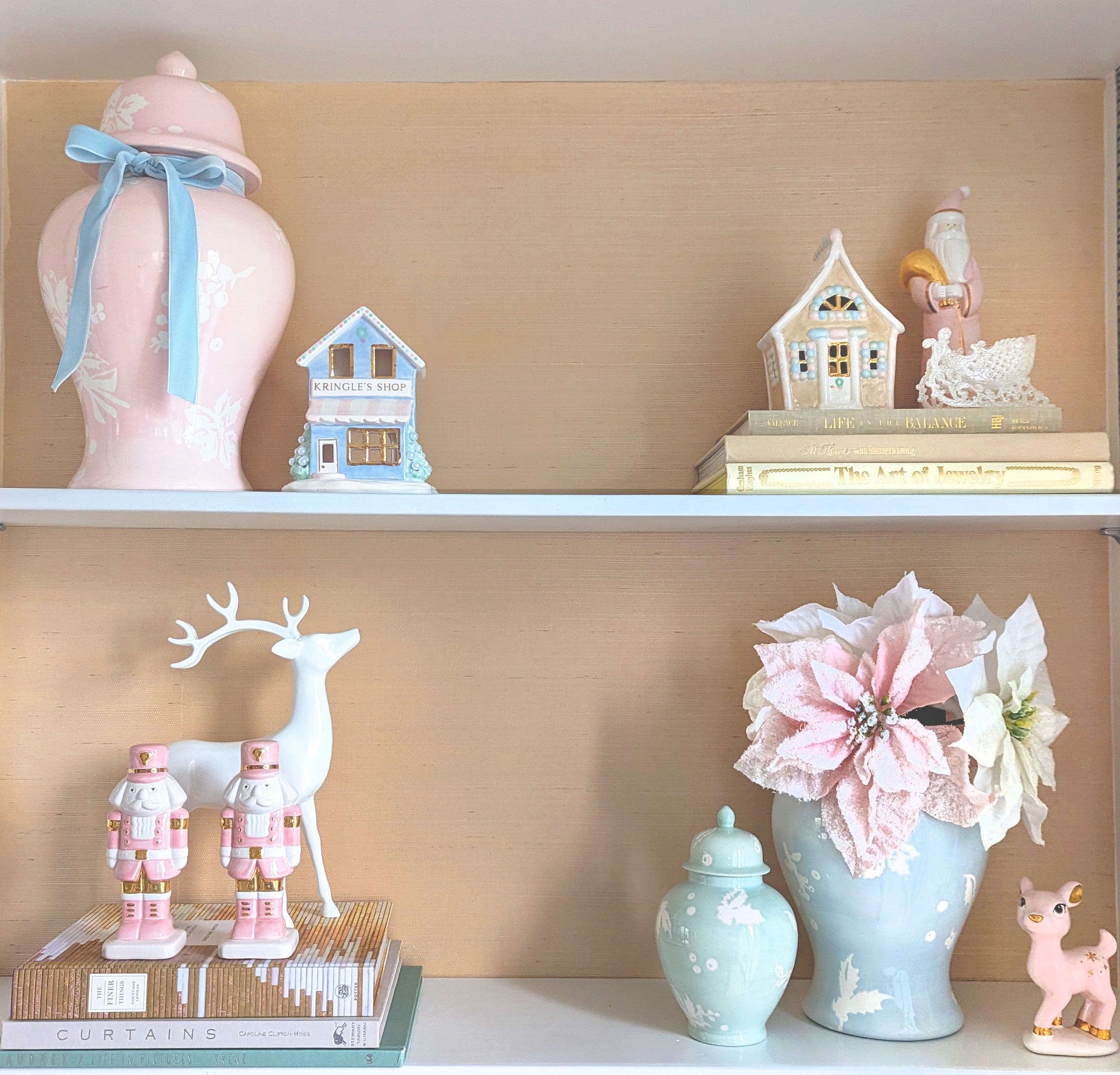 Deck the Halls Ginger Jars in Cherry Blossom Pink