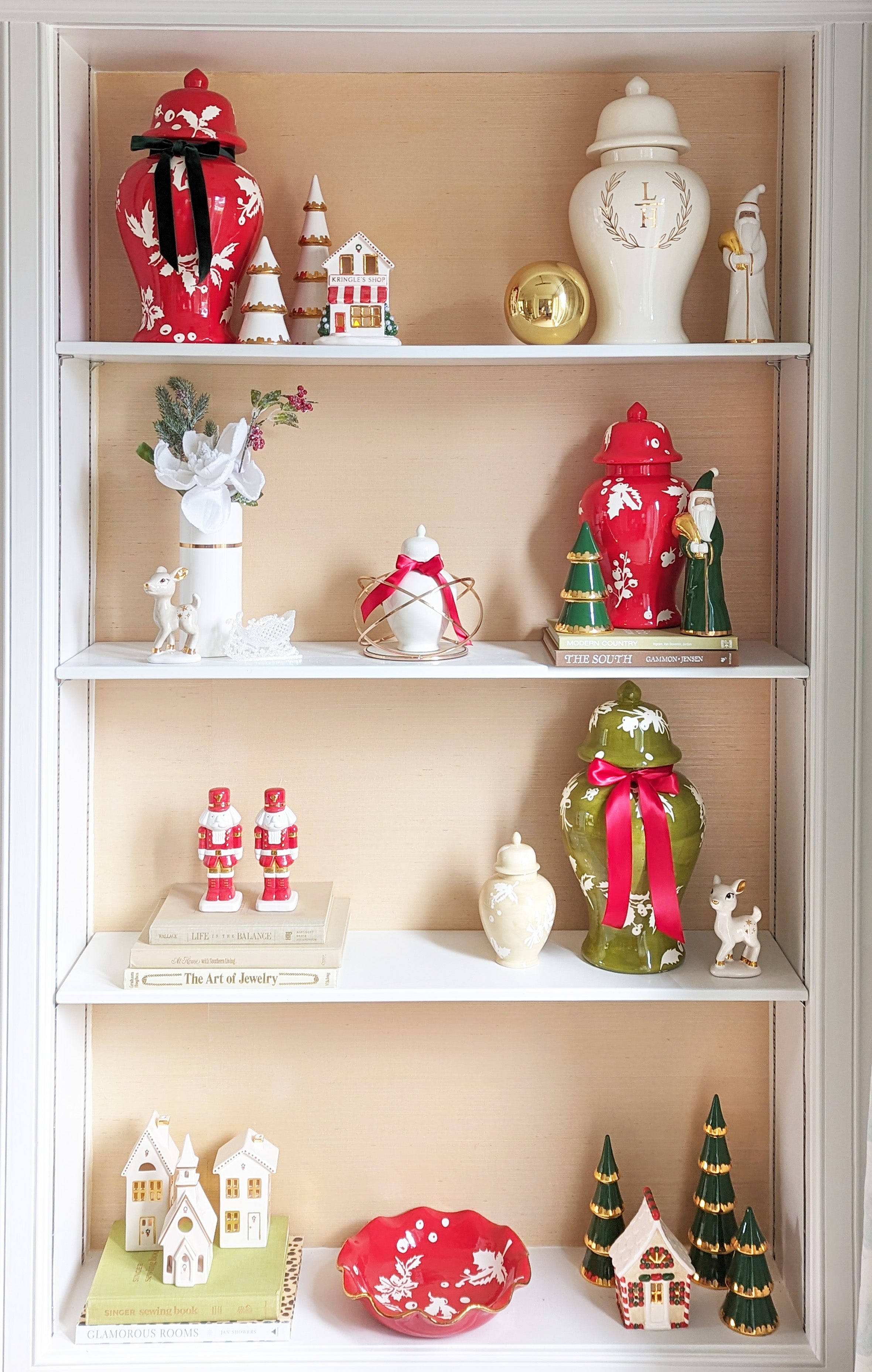 Deck the Halls Ginger Jars in Beige