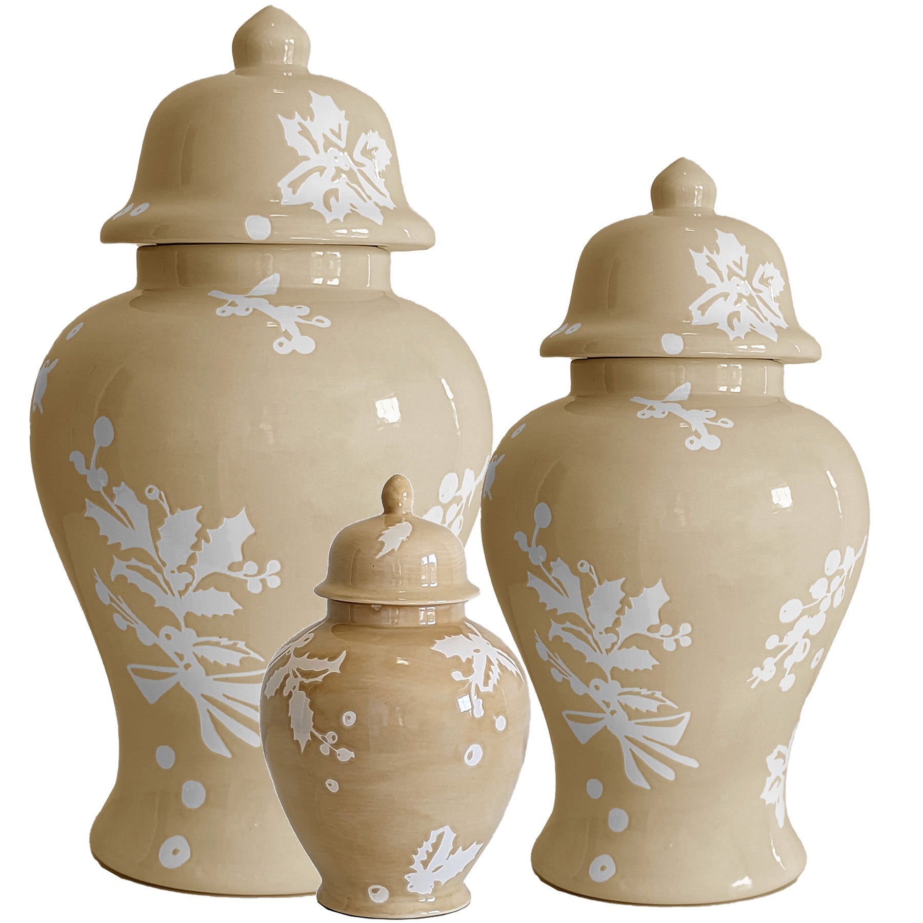 Deck the Halls Ginger Jars in Sand