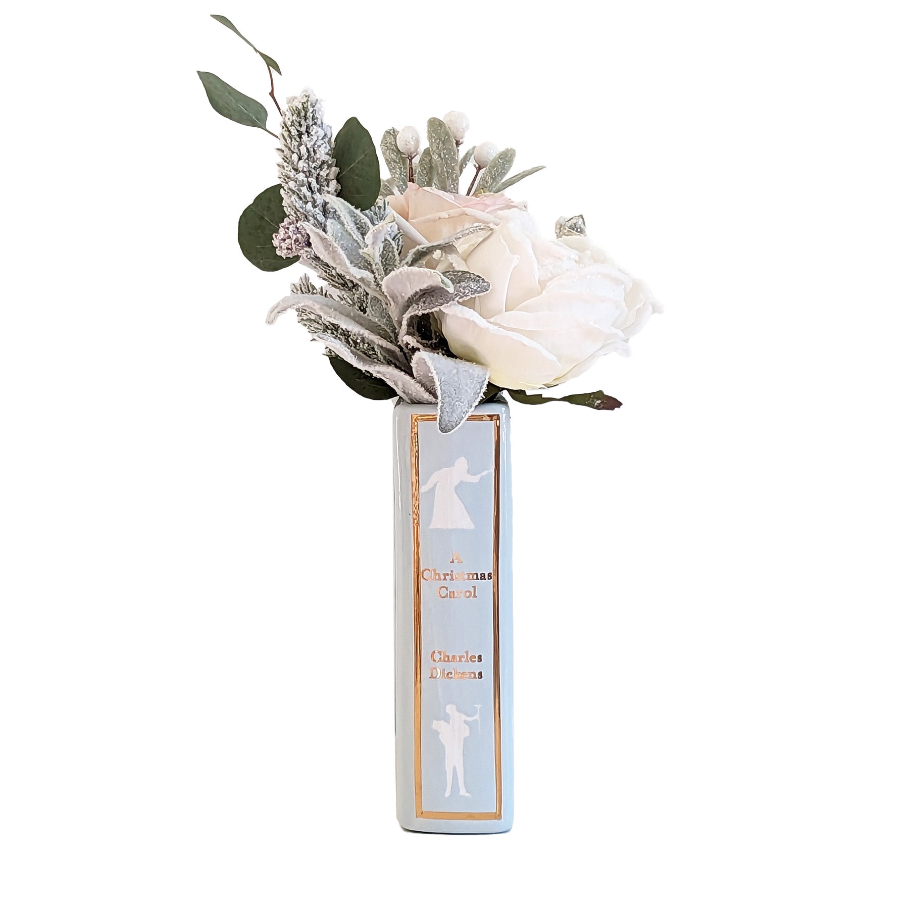 Christmas Classics Book Vase- A Christmas Carol in Hydrangea Light Blue